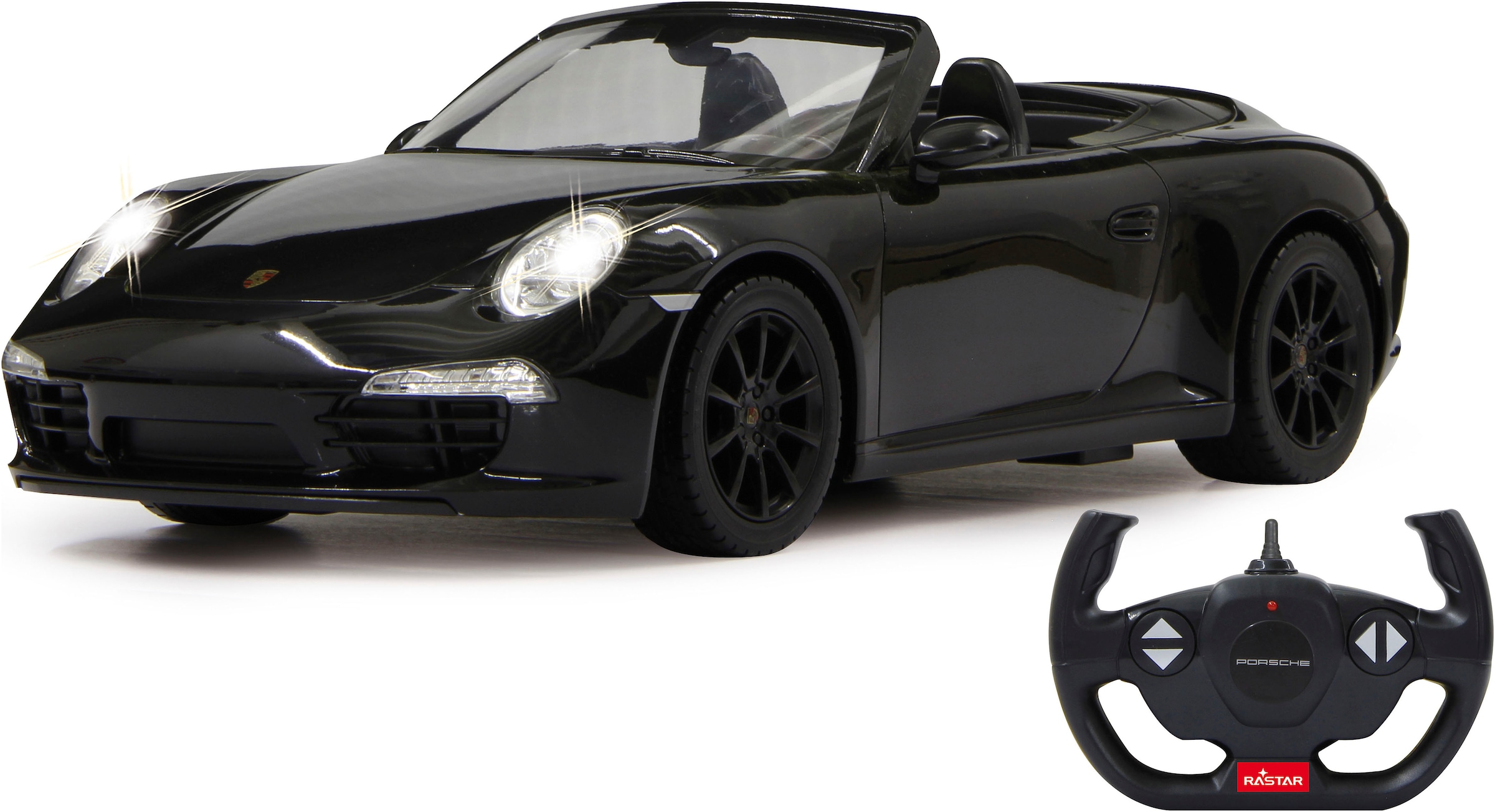 RC-Auto »Deluxe Cars, Porsche 911 Carrera S, 1:12, schwarz, 2,4GHz«, mit LED-Licht