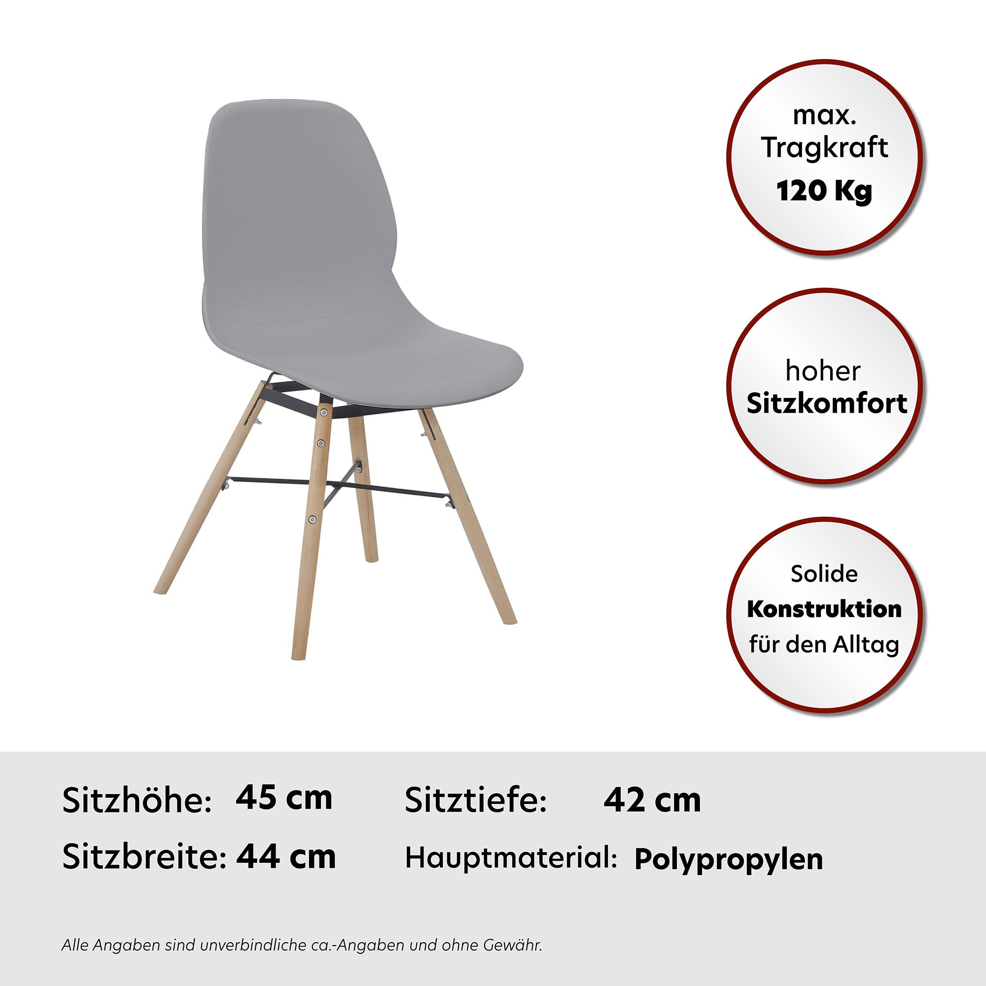 Kayoom 4-Fußstuhl »Stuhl Amy 110 2er-Set, praktisches Set, bequemer Kunststoffstuhl«, (Set), 2 St., pflegeleicht, abwaschbar, in einem Stück spritzgegossene Sitzfläche