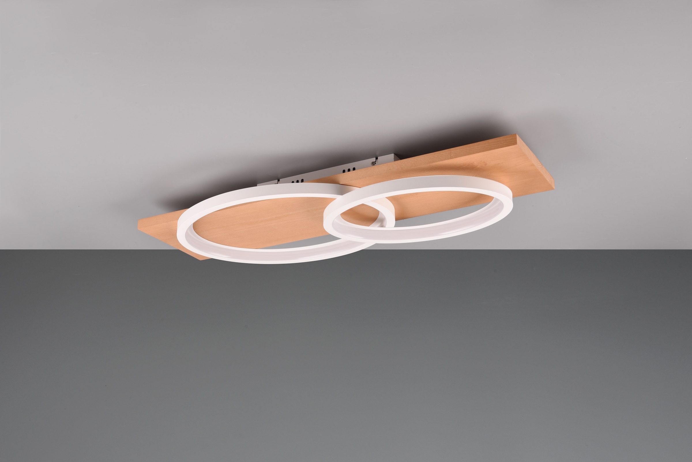 TRIO Leuchten LED Deckenleuchte »BARCA, dimmbare Deckenlampe aus Holz & Metall mit indirektem Licht«, 1 flammig, Leuchtmittel LED-Board | LED fest integriert, LED warmweiß & 3500 Lumen, für Wand- und Deckenmontage, 3 Dimmstufen