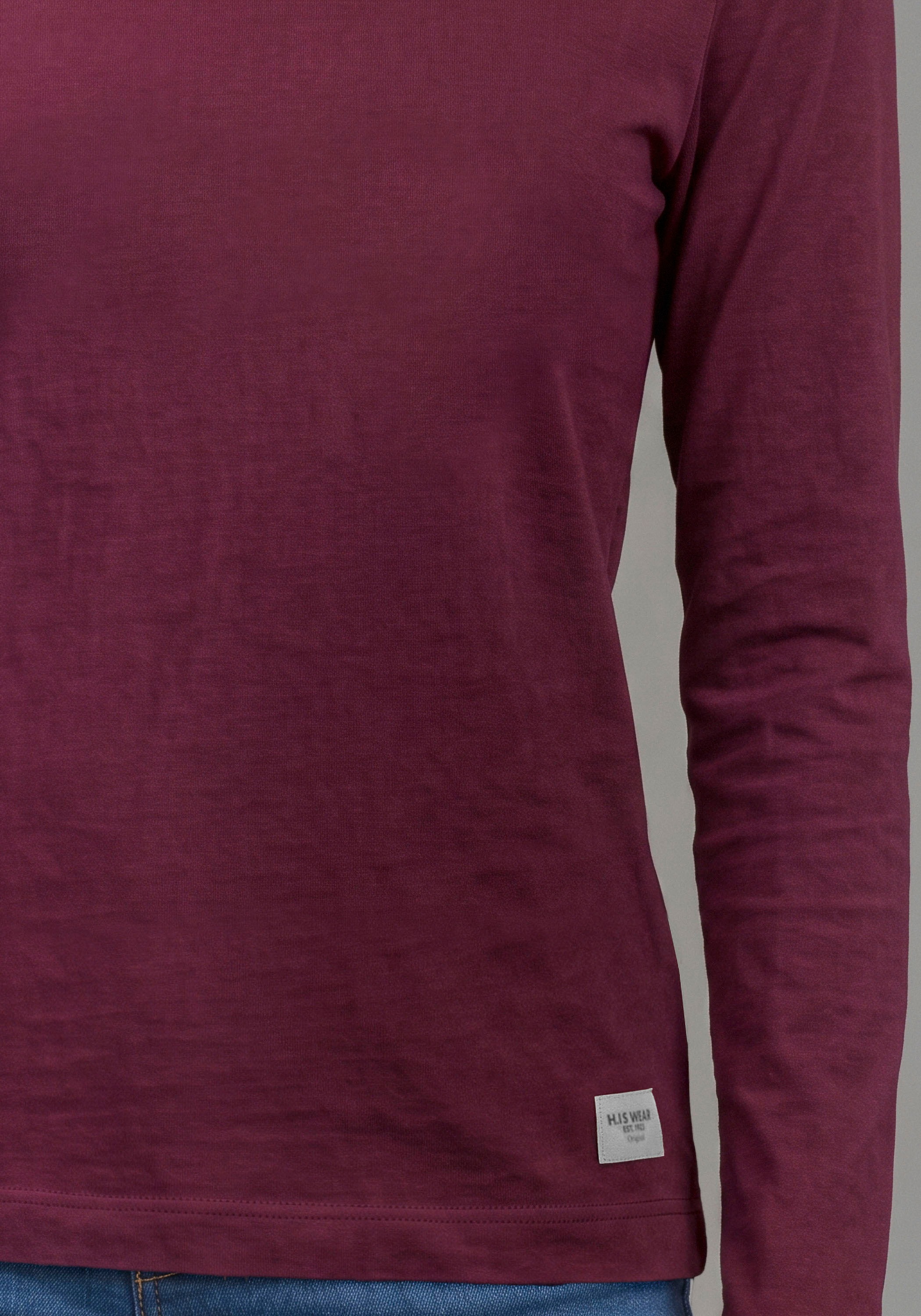 H.I.S Langarmshirt »3er Pack H.I.S Shirts in modischen Farben, Must-Have Basic« Packung, 3,  3 Basic Langarmshirts in Paket, hüftlang, Basic-Passform