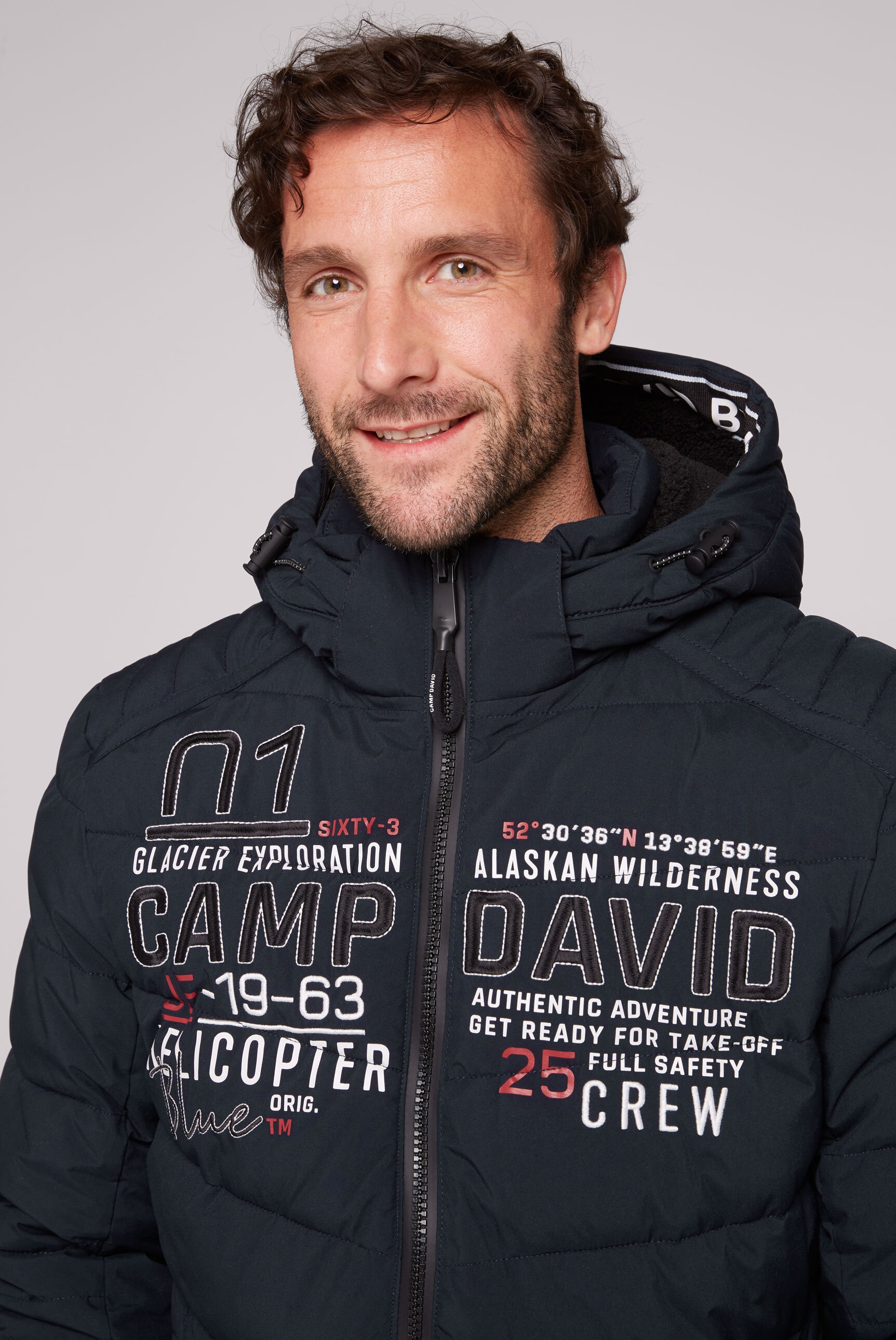 CAMP DAVID Winterjacke, mit Kapuze, mit Stickerei