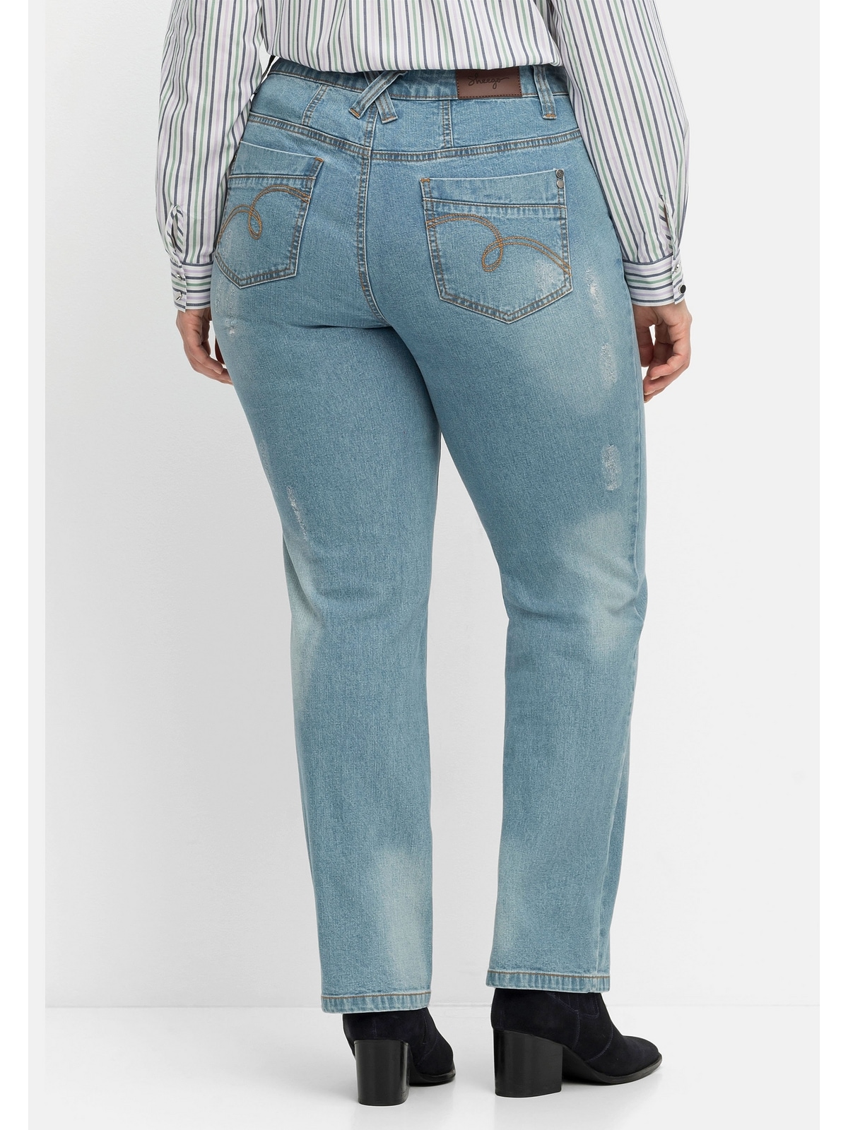 Sheego Gerade Jeans »Große Größen«, mit Destroyed-Effekten, extralang
