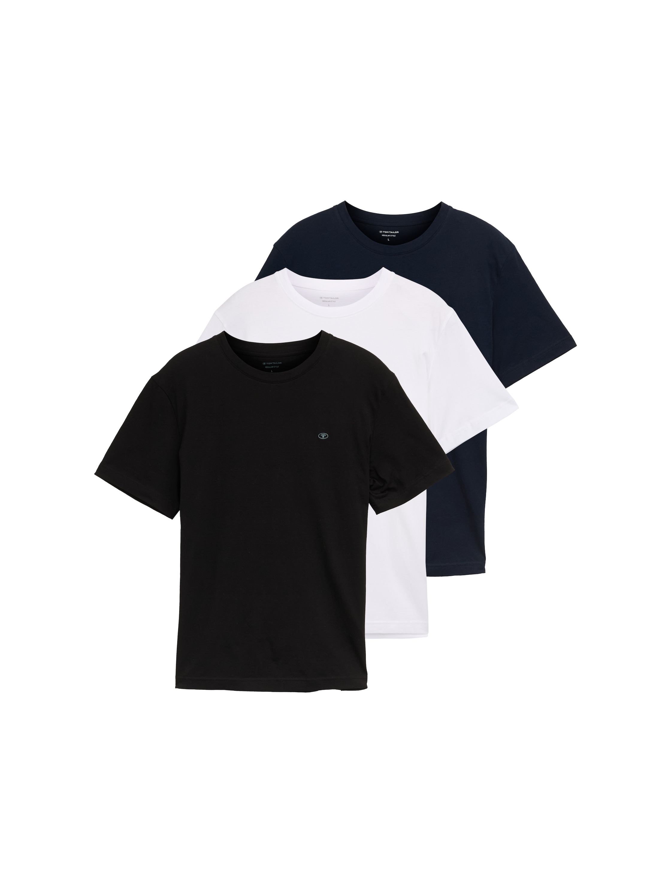 TOM TAILOR T-Shirt, (Packung, 3 tlg.), 3er Pack mit Logo-Stickerei