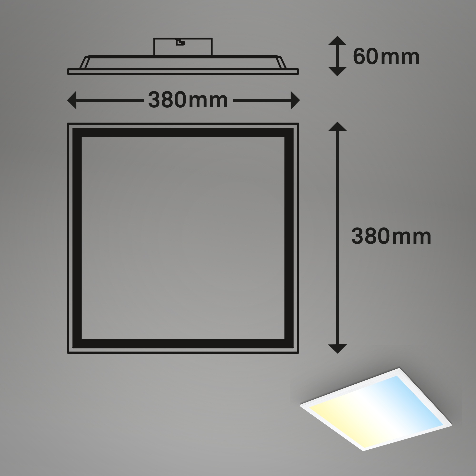 Briloner Leuchten LED Deckenleuchte »SIMPLE« LED-Modul 1 Stk. warmweiß - kaltweiß 38 x 38 x 6 cm, Wohnzimmer, Schlafzimmer, Flur