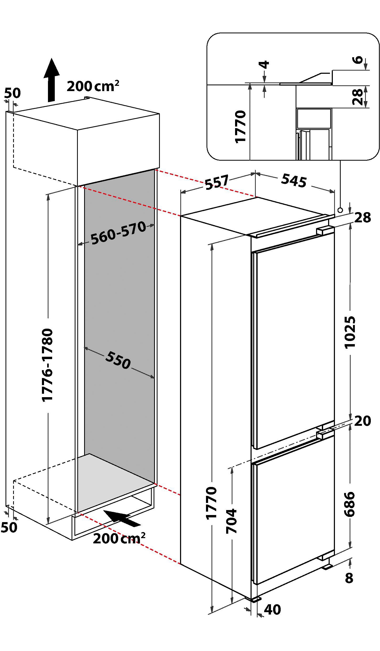 BAUKNECHT Einbaukühlgefrierkombination »BKGIL 178F12«, Dynamic Intelligence