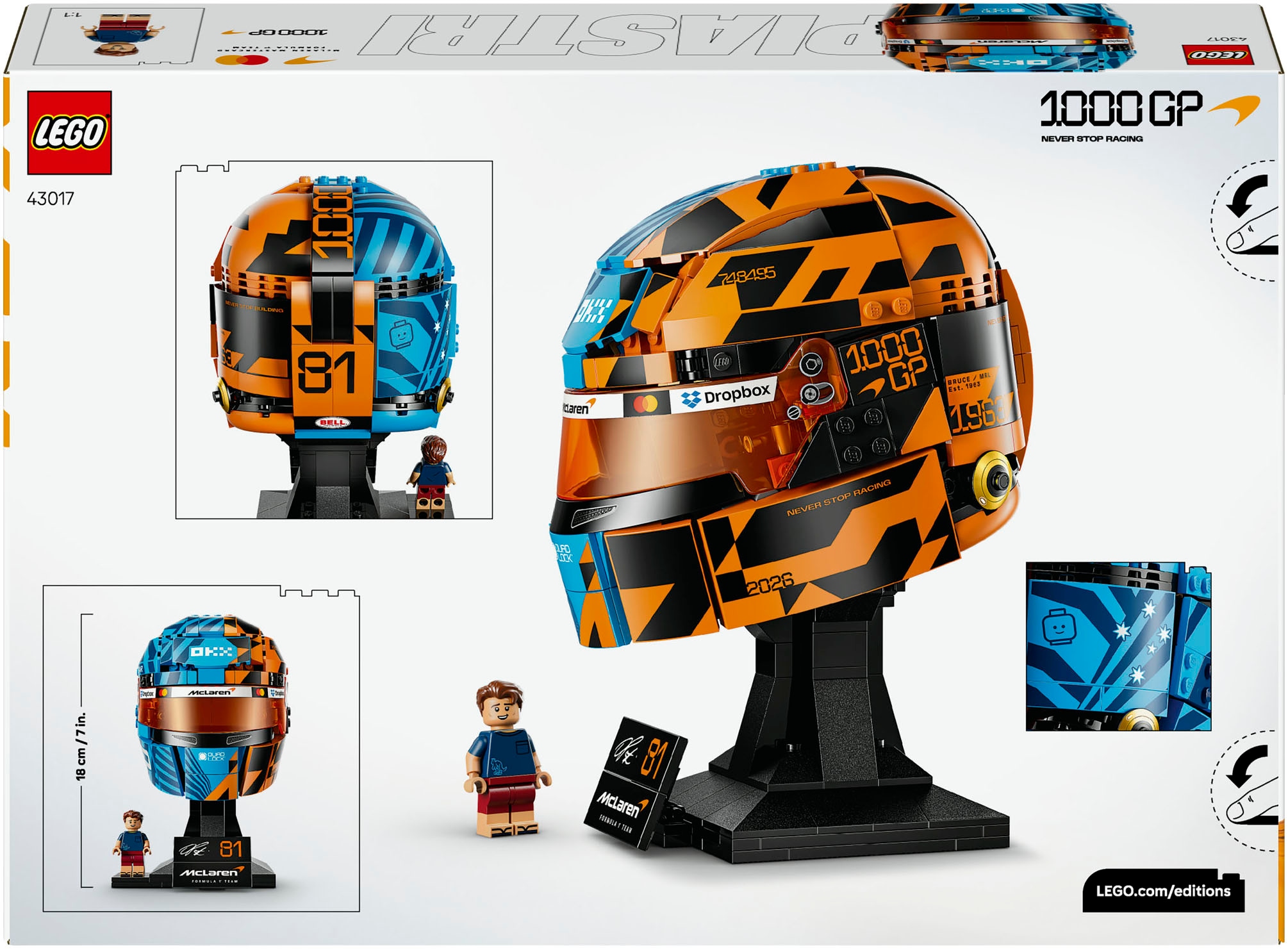 LEGO® Konstruktionsspielsteine »McLaren Mastercard F1® Team Oscar Piastri Helm (43017)« LEGO Editions Formular 1