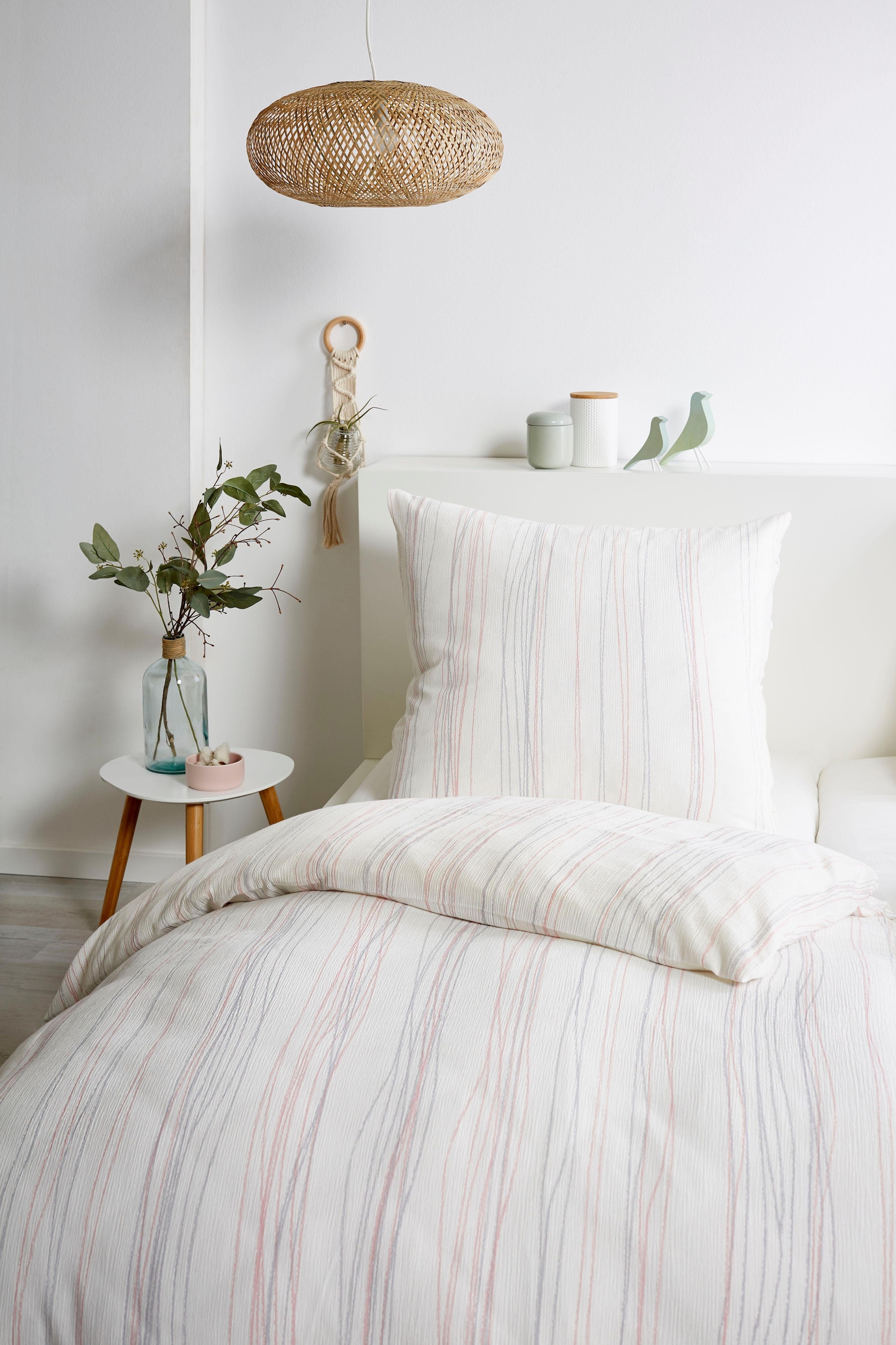 Primera Bettwäsche "Bio Crepe Stripes" 2 Stk. tlg. mit feinem Streifendesig günstig online kaufen