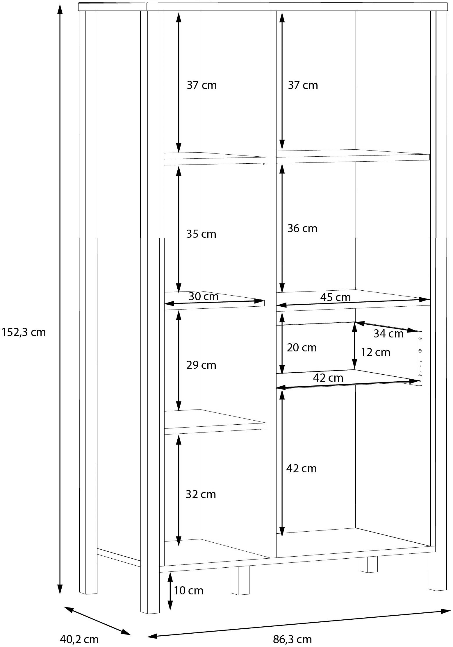 FORTE Aktenregal »High Rock«, mit Tür & Schublade, 3 offene Fächer, Industrial-Stil, 86x152 cm