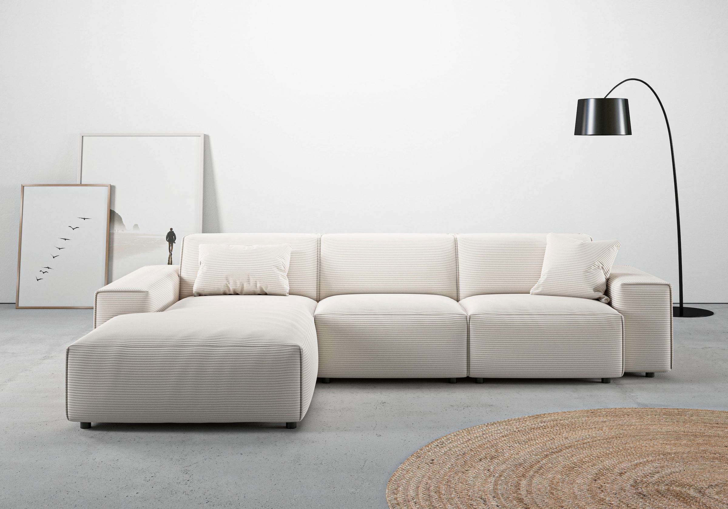 Home affaire Ecksofa "Glimminge auch in Breitcord, Feincord, Bouclé + Easy care-Bezug" L-Form, Breite 294, Zierkissen