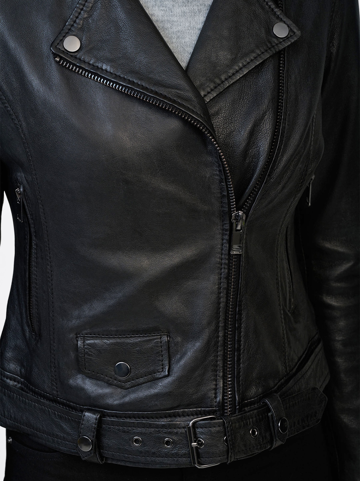 RICANO Bikerjacke »Lederjacke Maja« ohne Kapuze Handgefertigt aus echtem Leder