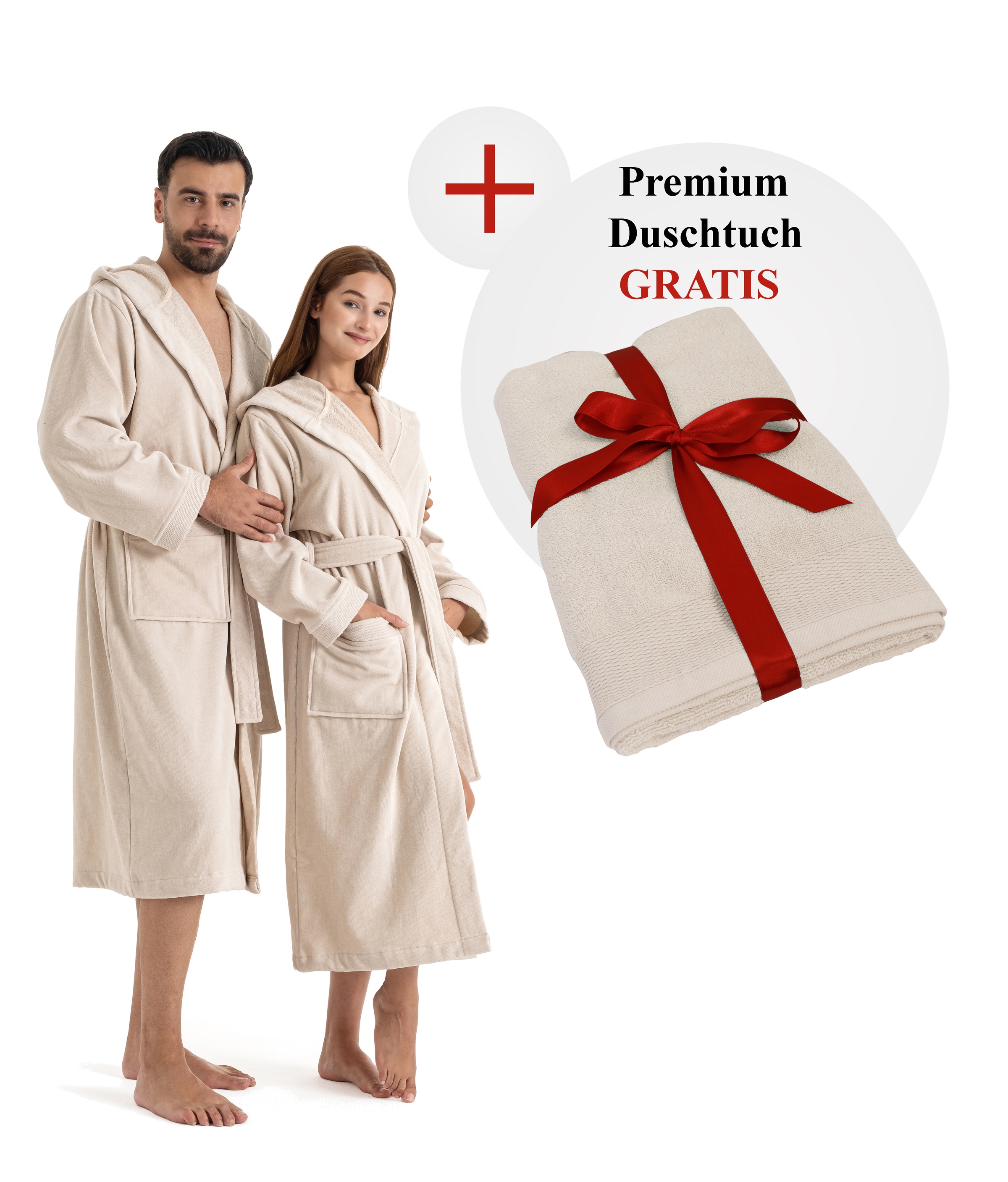 OTTO home Unisex-Bademantel "Fenya, 330 g/m², Premium, Hotelbademantel, Morgenmantel, Sauna & Spa" 1 Stk. Reißverschlusstaschen, weich mit GRATIS-Zugabe: 1x Duschtuch 70x140 cm