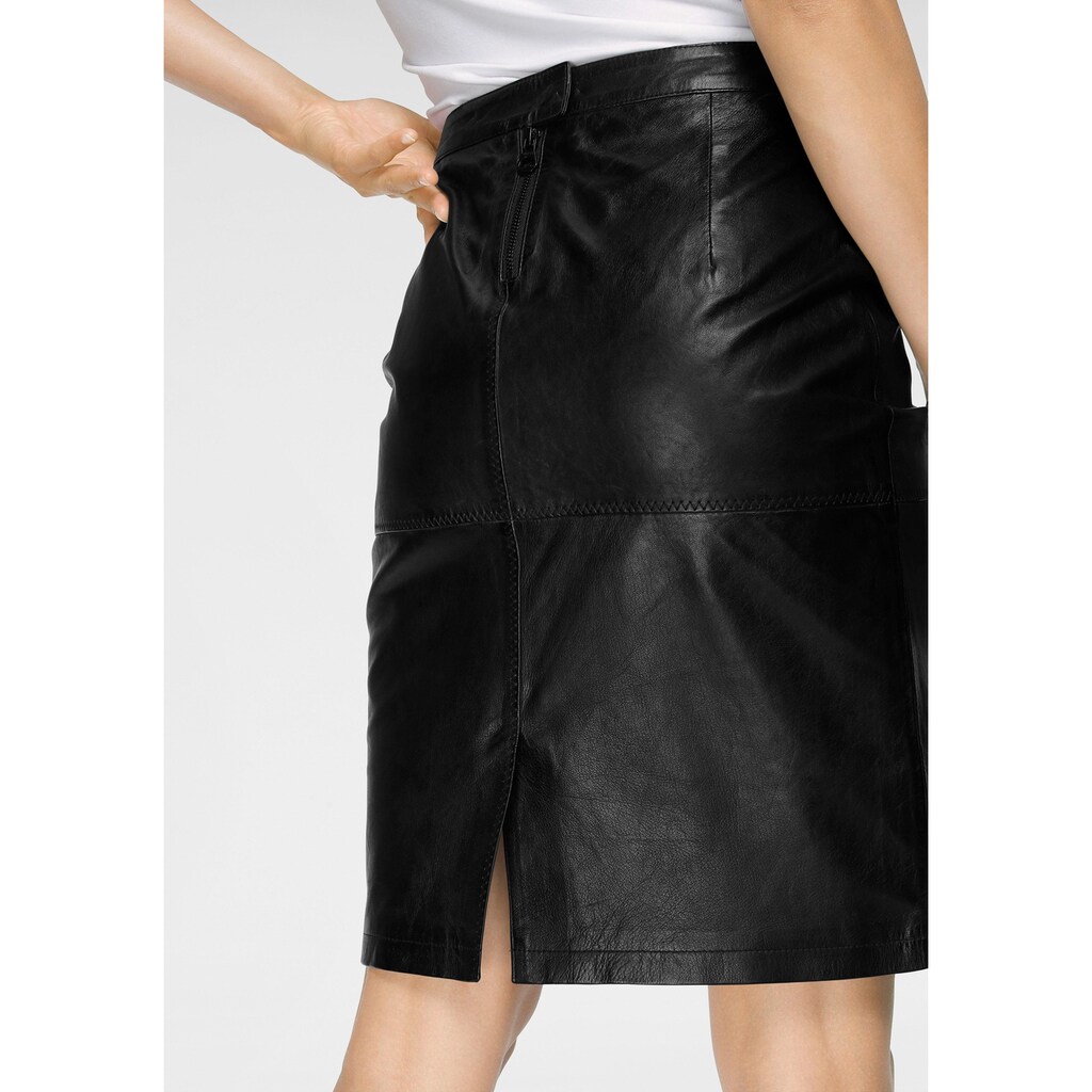 Damenmode Röcke Gipsy Lederrock »SWANTE«, aus softem Glattleder schwarz