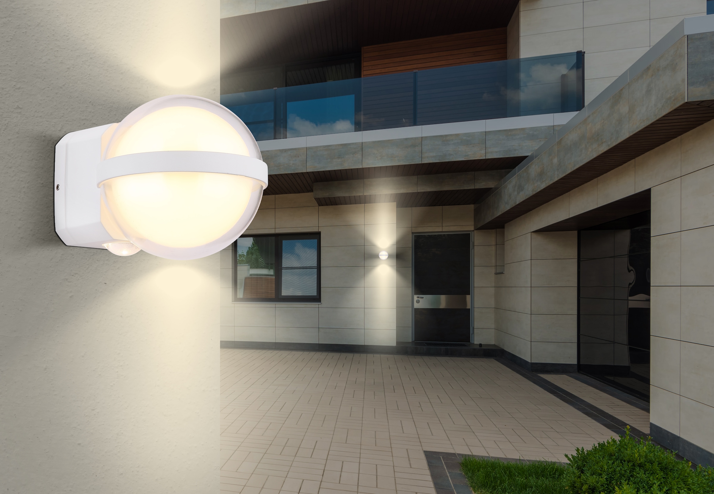 GLOBO LIGHTING LED Außen-Wandleuchte »ILLI«, Leuchtmittel LED-Modul | LED fest integriert, Außenbereich/IP54/2 Linsen/2Richtungen/Terrasse