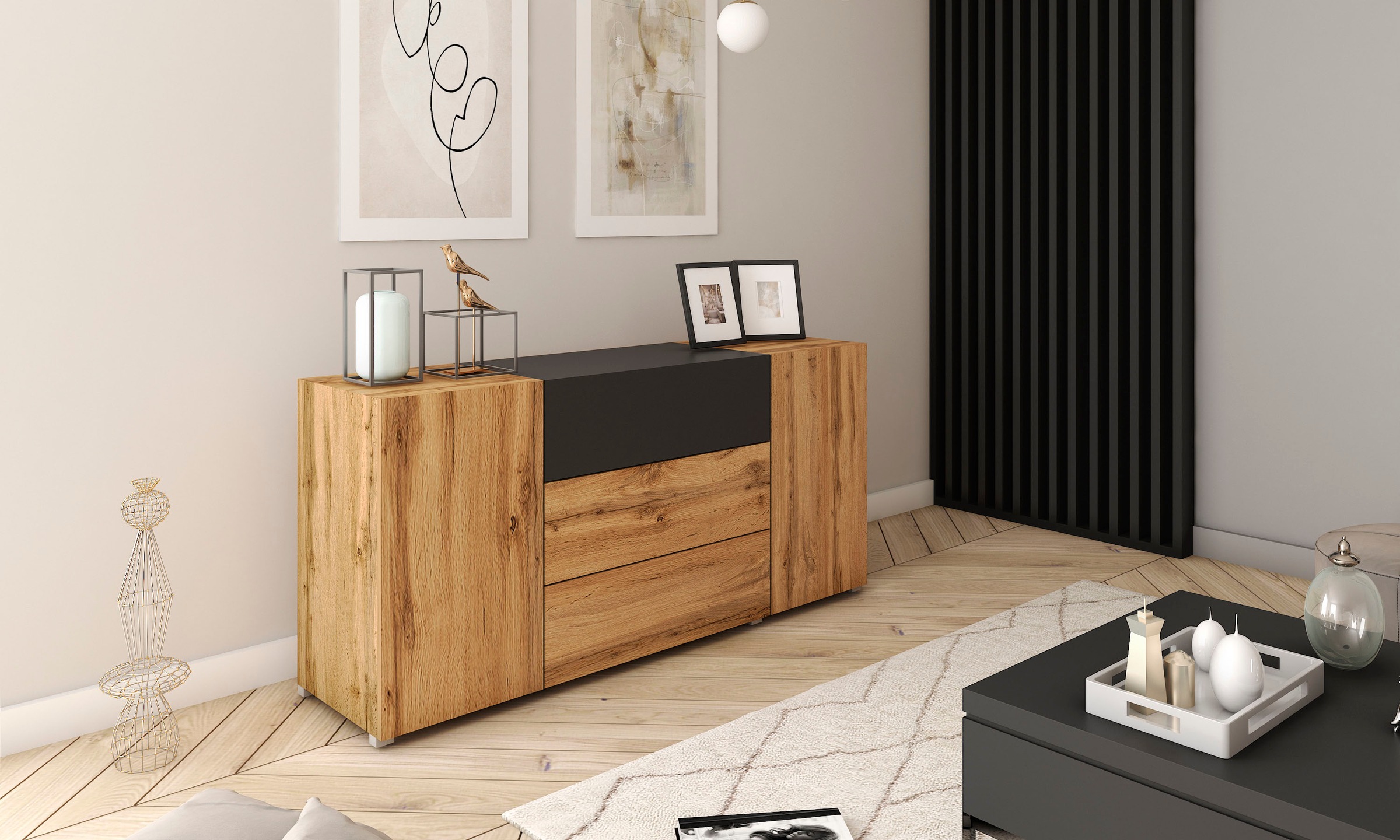 Home affaire Sideboard "BERLIN" Moderne grifflose Kommode Breite 150 cm, 4 günstig online kaufen