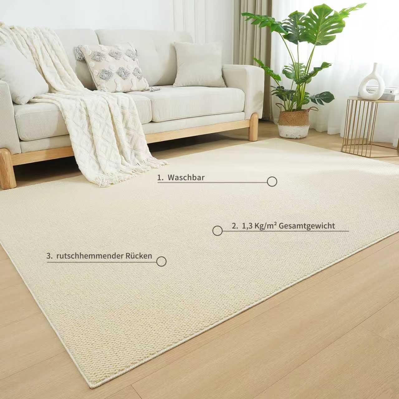 my home Teppich »Lilia« rechteckig 5 mm Höhe Sisal-Optik, uni, waschbar, Wohnzimmer, Schlafzimmer, Esszimmer