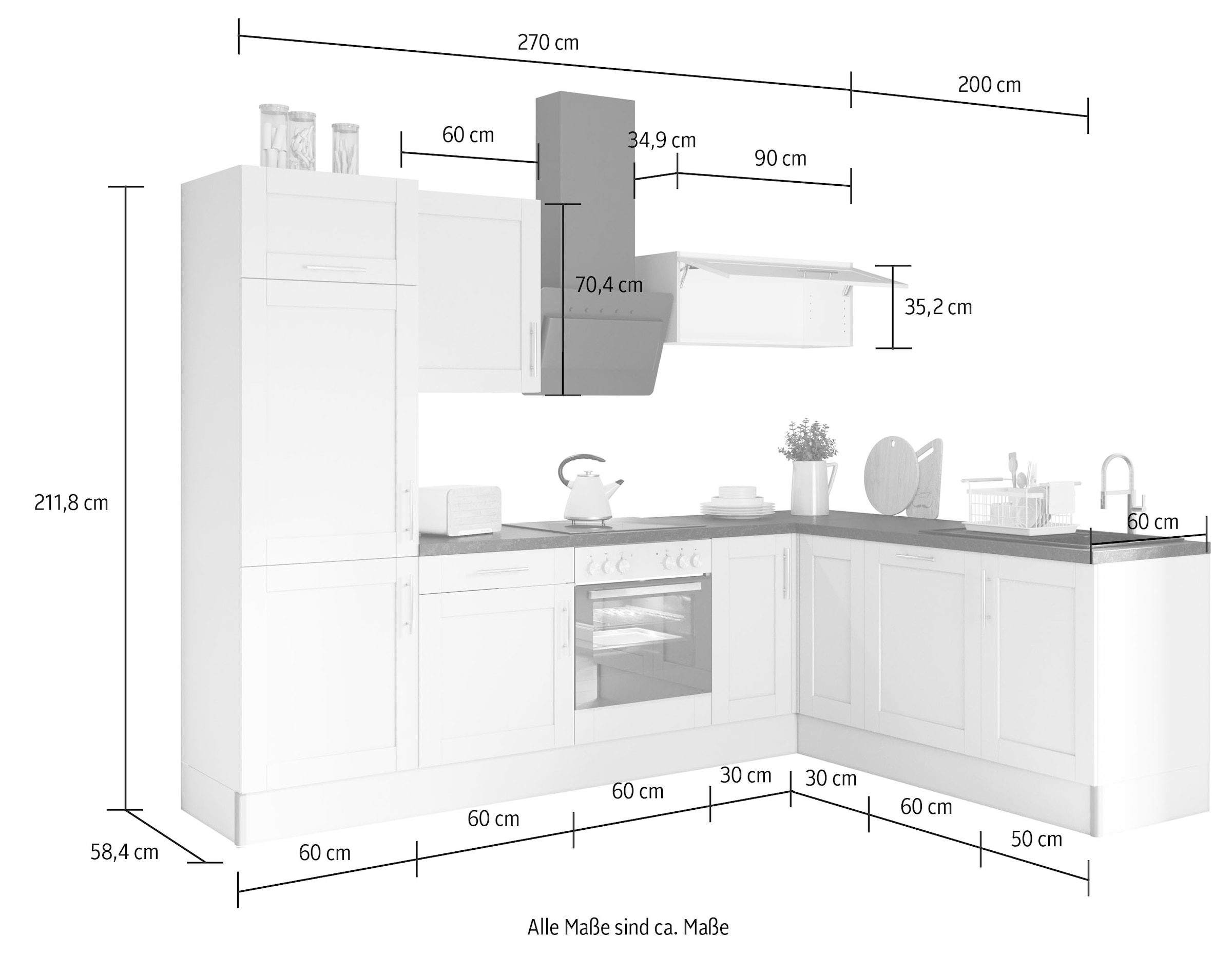 OPTIFIT Küche cm 270 200 Close Soft »Ahus«, breit, MDF BAUR Fronten x | ohne Funktion, bestellen E-Geräte