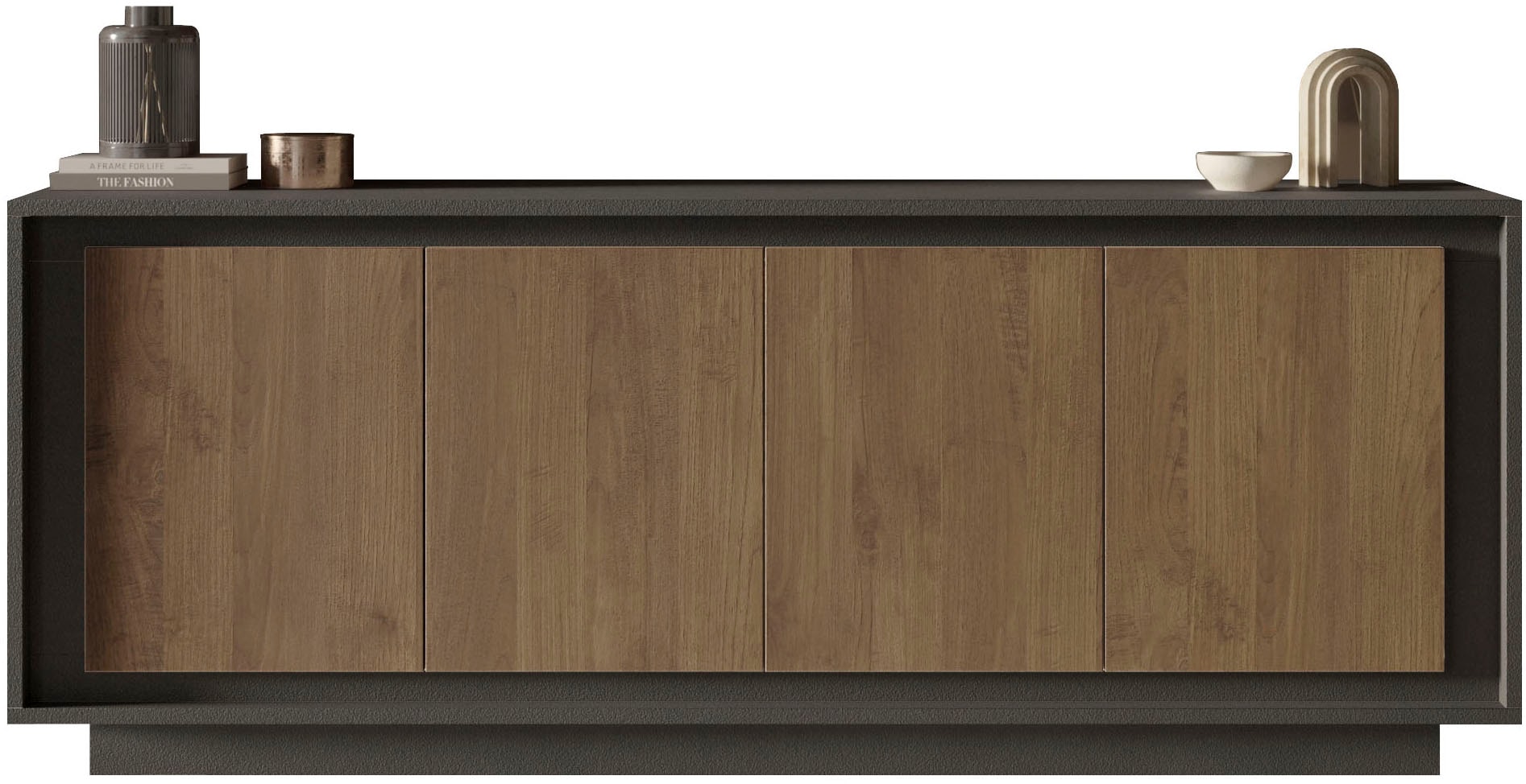 Home affaire Sideboard "Sky, B/T 207/50 cm, Kommode/Anrichte/Stauraumschrank, 4 Türen" Softclosing, Korpus & Front 22 mm stark, Rahmen-Optik
