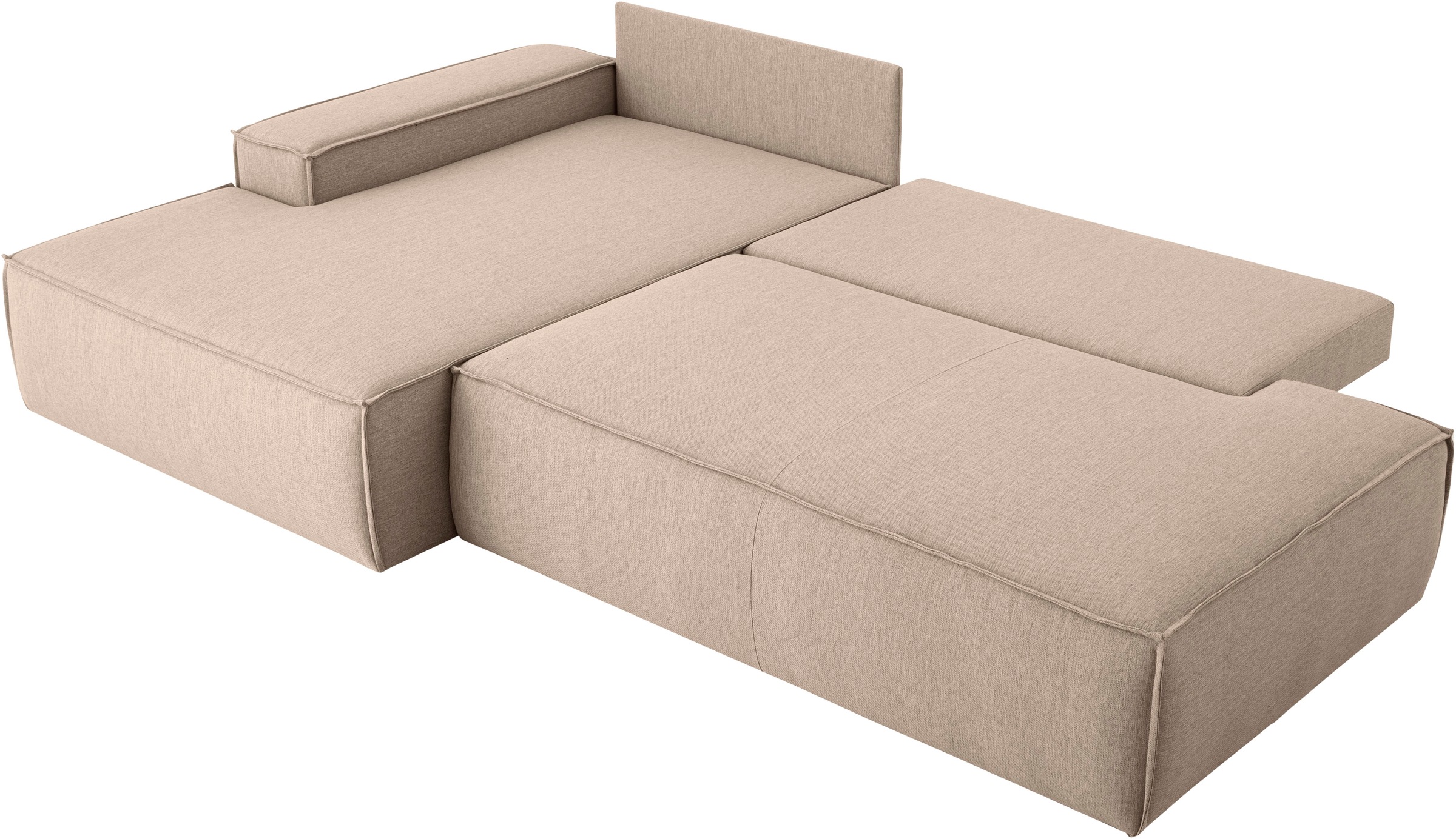 Home affaire Ecksofa »SHERWOOD, Schlafsofa in L-Form offen (275cm), Cord, Leinenoptik«, Schlaffunktion und Bettkasten, Kedernaht, hoher Sitz- & Liegekomfort