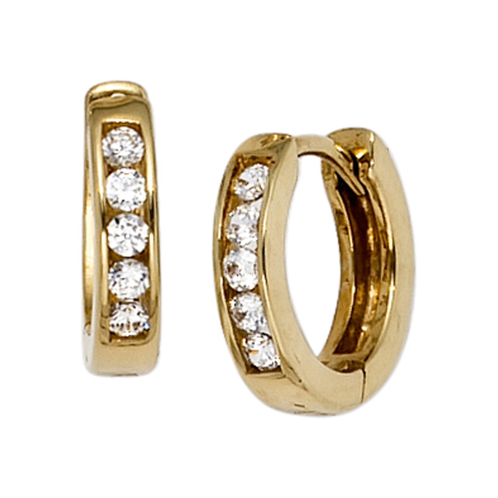 JOBO Paar Creolen rund 333 Gold mit Zirkonia JOBO Paar Creolen rund 333 Gold mit Zirkonia