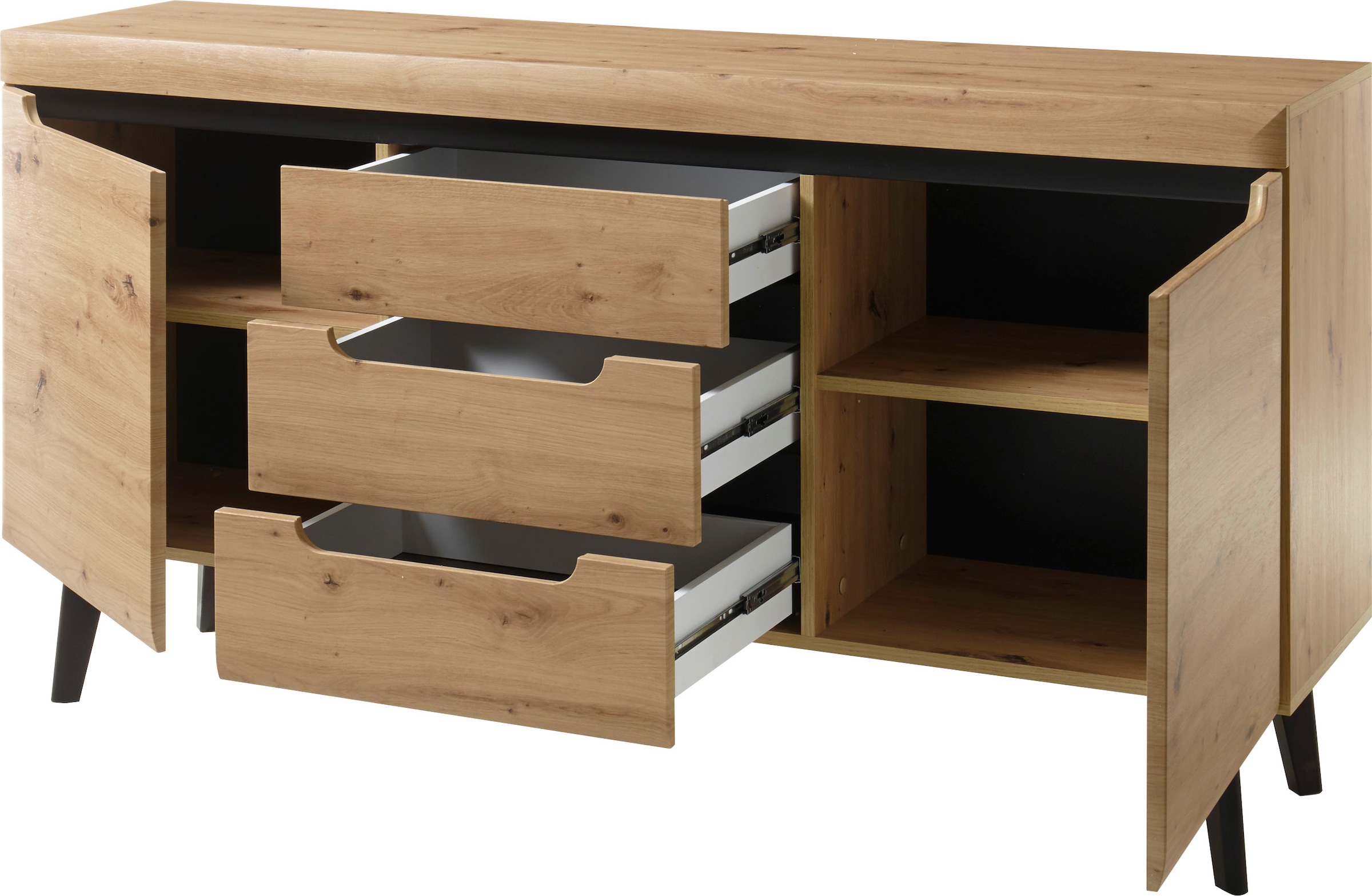 INOSIGN Sideboard »Sideboard Torge, Anrichte im skandinavischen Design, Kommode«, (1 St.), abgeschrägte Füße; in zwei Farben und Größen erhältlich