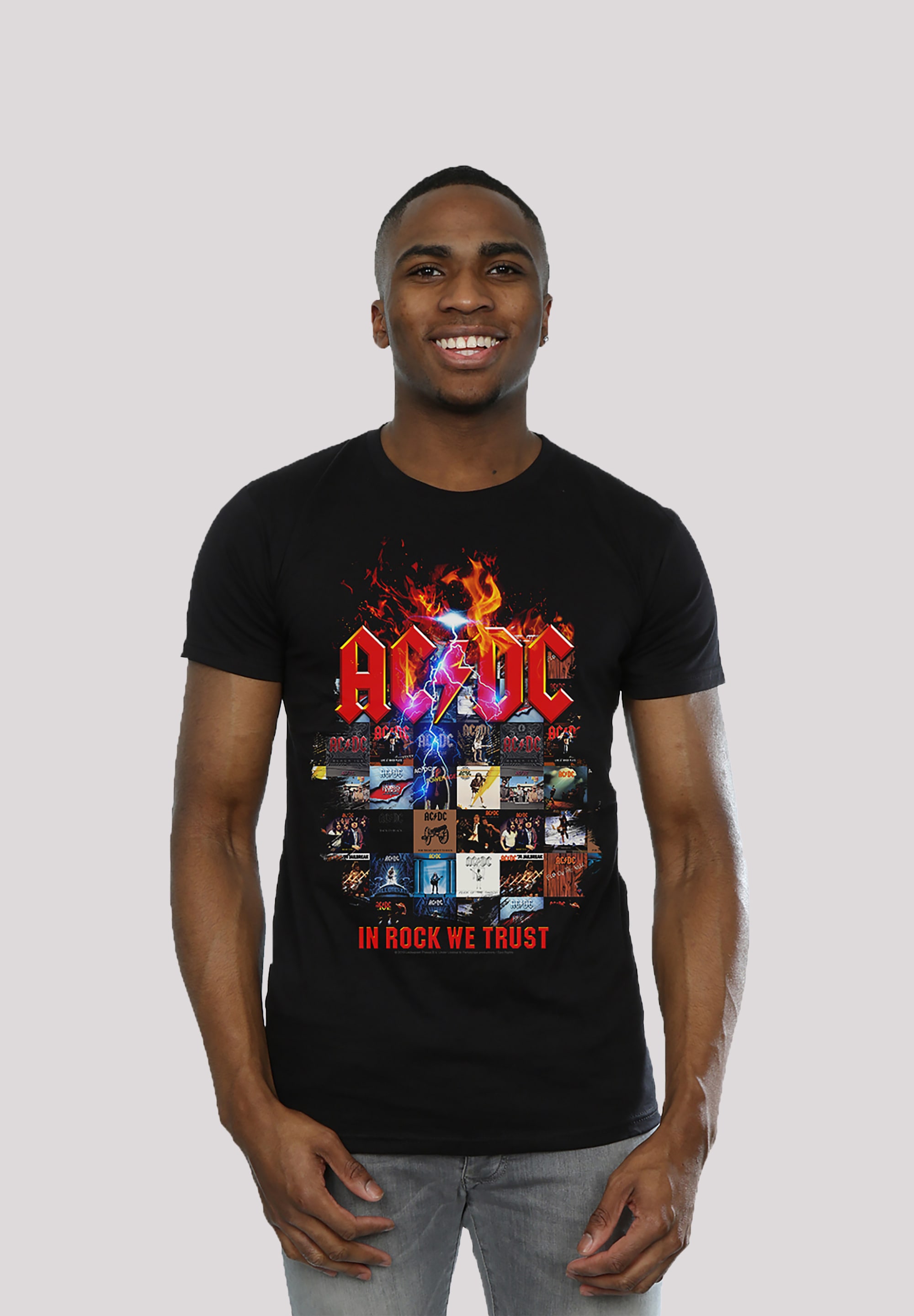 T-Shirt »ACDC In Rock We Trust Album Covers«, Print