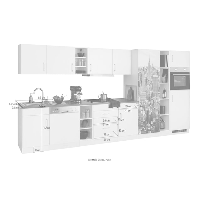 HELD MÖBEL Küchenzeile »Paris«, mit E-Geräten, Breite 400 cm kaufen | BAUR