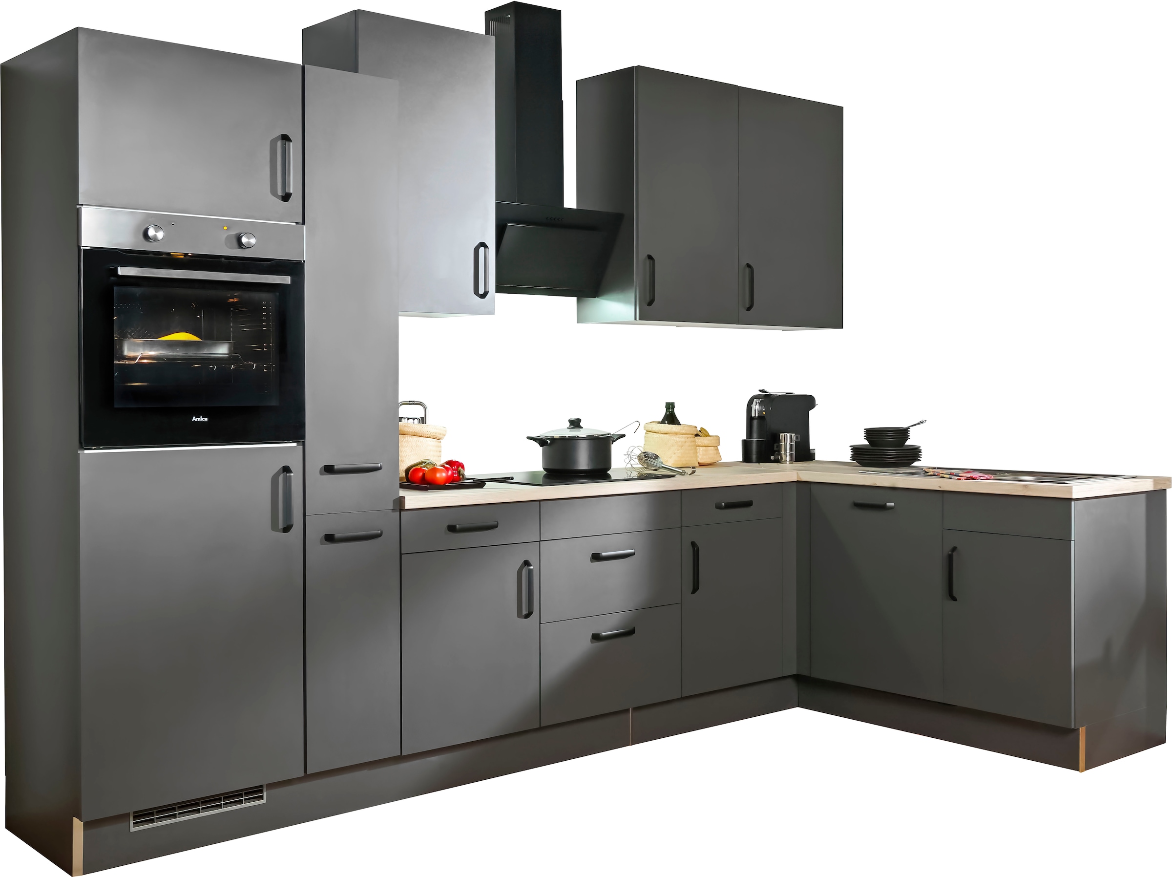 wiho Küchen ""Simi", mit verstellbaren Füßen, wahlweise mit E-Geräten" Soft-Close-Funktion in Schubkästen & Auszügen, Stellbreite 315/175 cm