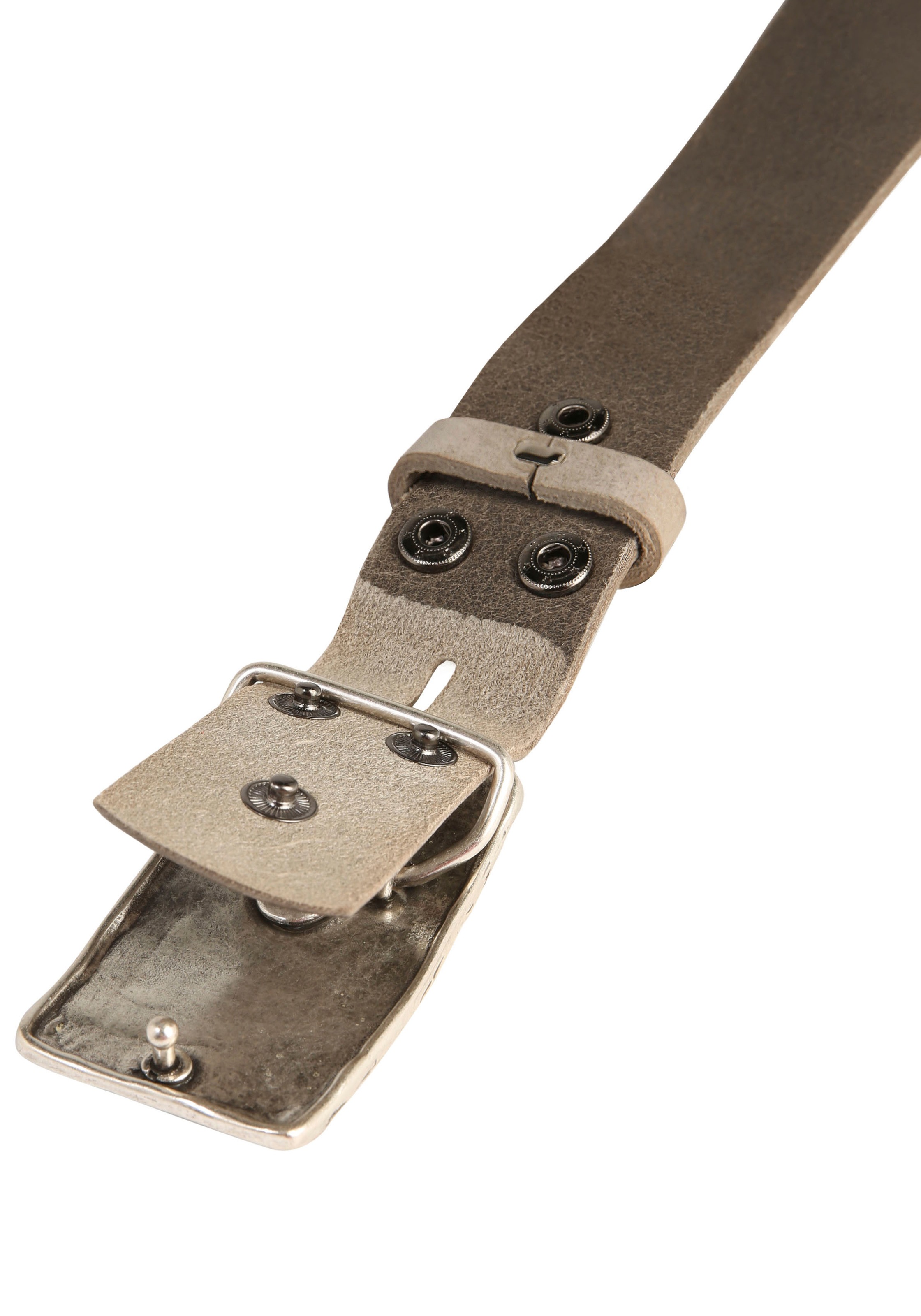 Ledergürtel RETTUNGSRING GÜRTEL, Damen, Gr. 90, grau (hellgrau), Leder, unifarben, Gürtel Ledergürtel, mit austauschbarer Schließe »Felswand Silber« 2