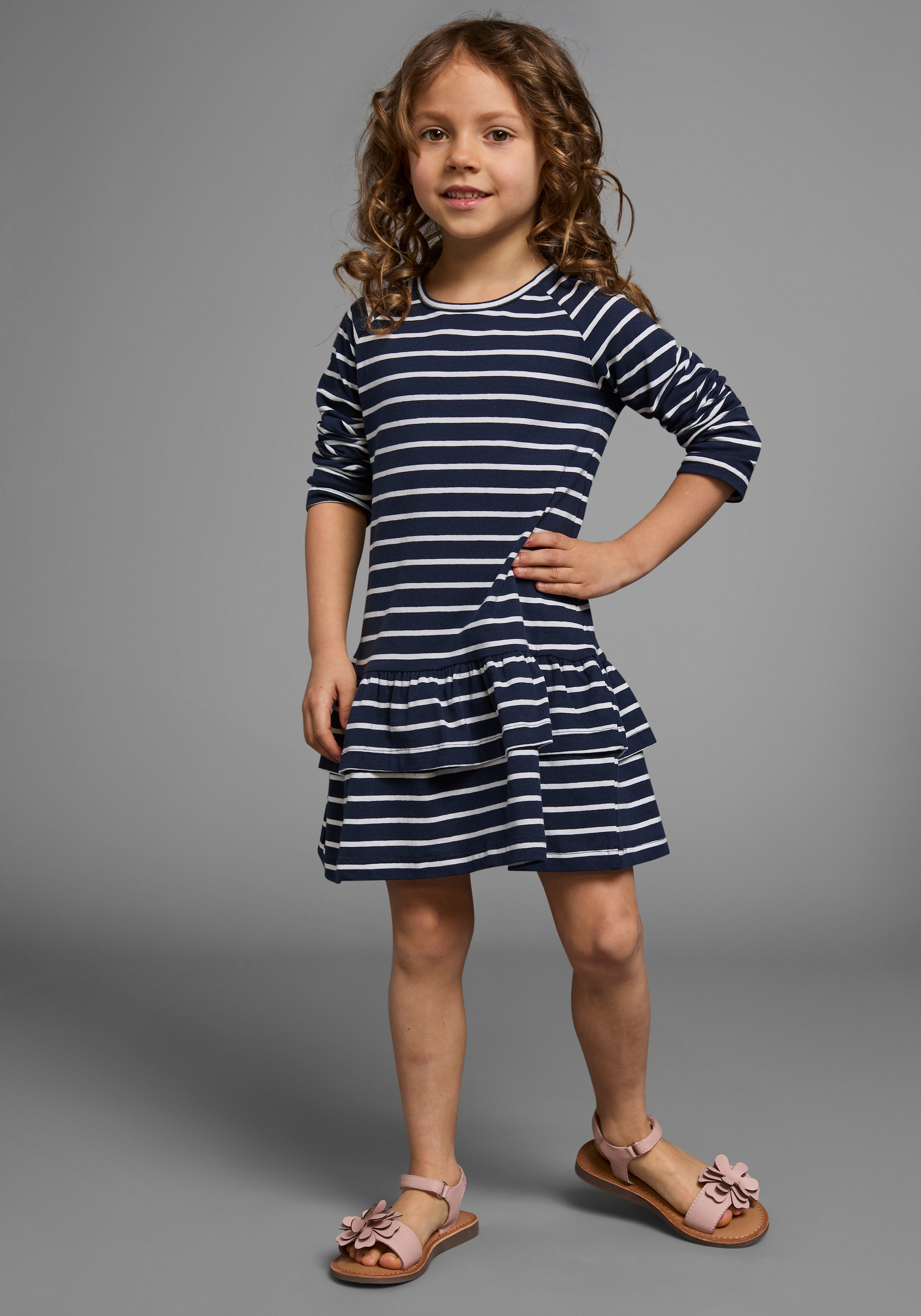 KIDSWORLD Jerseykleid », 2er Pack für kleine Mädchen«, (Packung, 2 tlg.), festliche Anlässe, kniefrei, verspielt, aus Jersey, Langarm