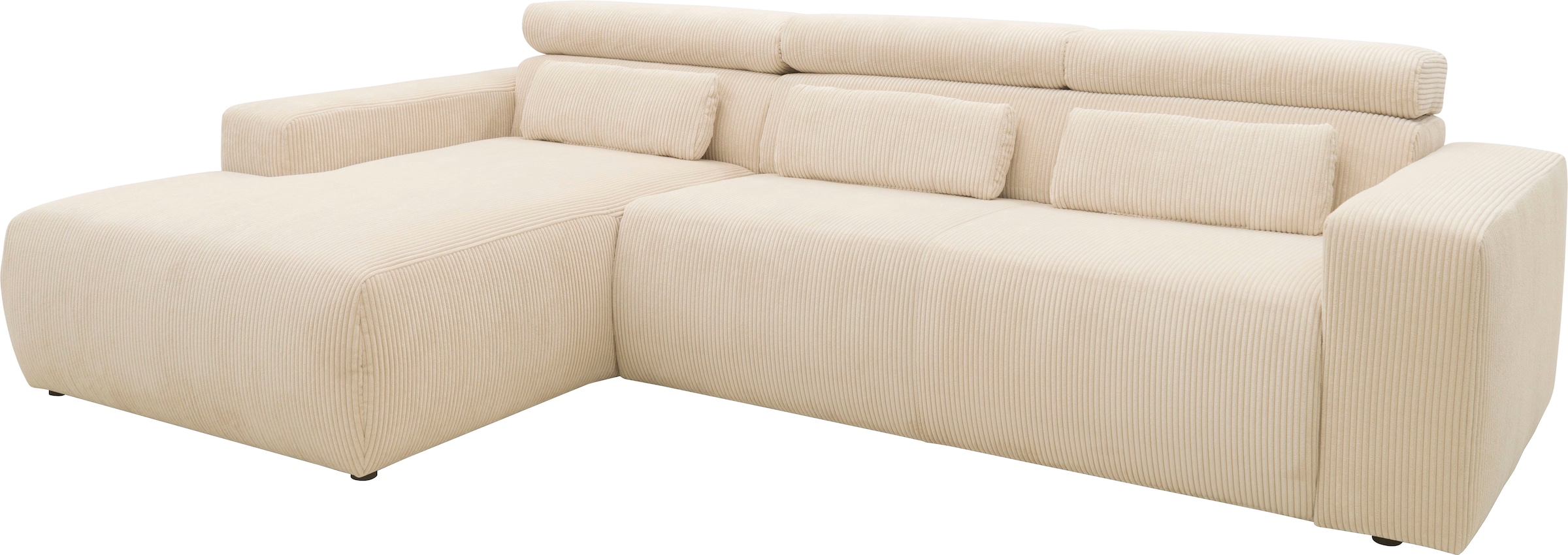 DOMO collection Ecksofa »Brandon große Ausführung B/T/H: 289/177/80 cm, auch in Leder und Cord«, mit Kopfteilverstellung, wahlweise Sitztiefenverstellung, L-Form