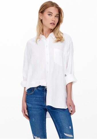 Longbluse »ONLTOKYO L/S LINEN BLEND SHIRT«, mit Leinen