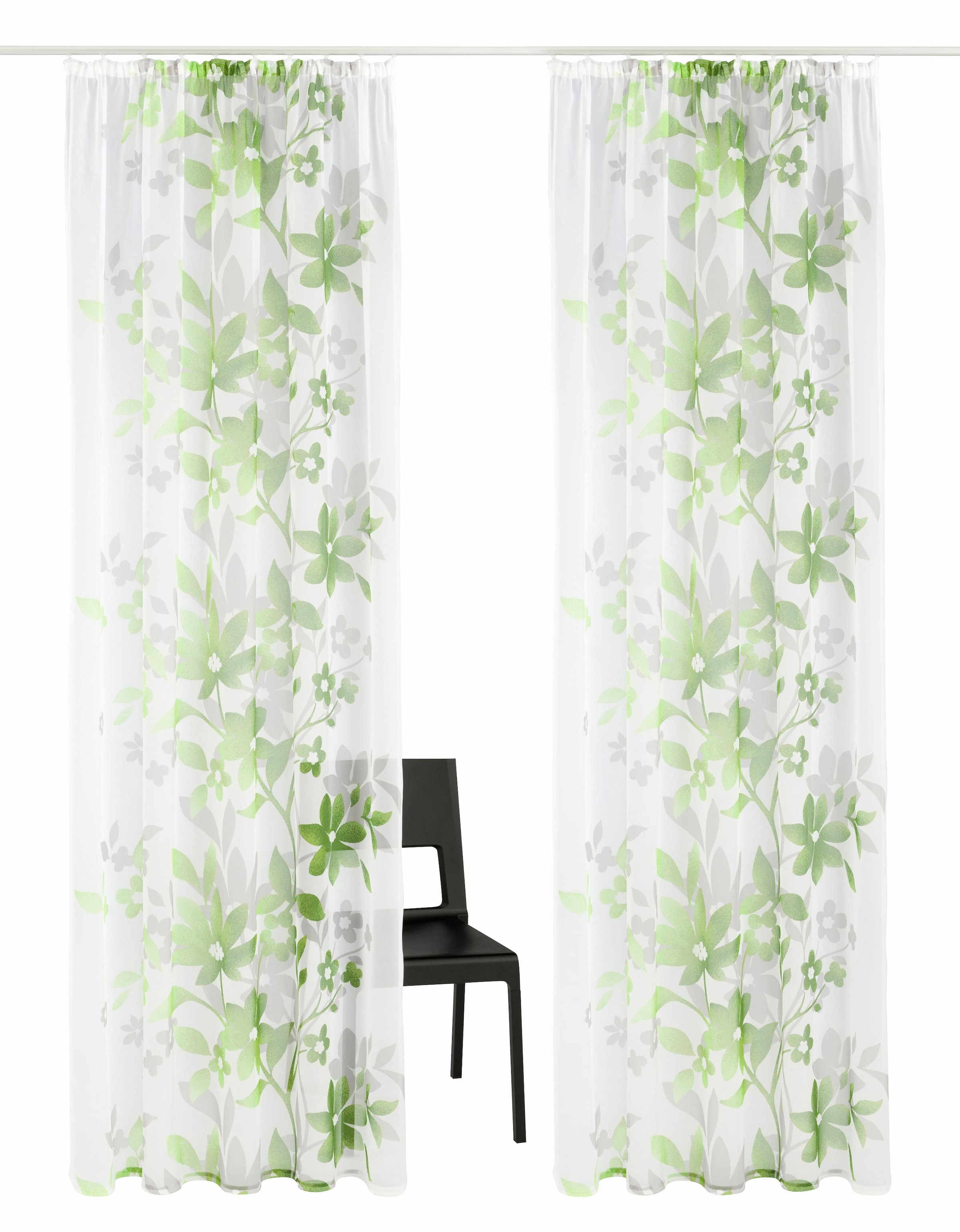 Home affaire Gardine »Ina«, (2 St.), transparent, 2-er Set, einseitig bedruckt, Voile