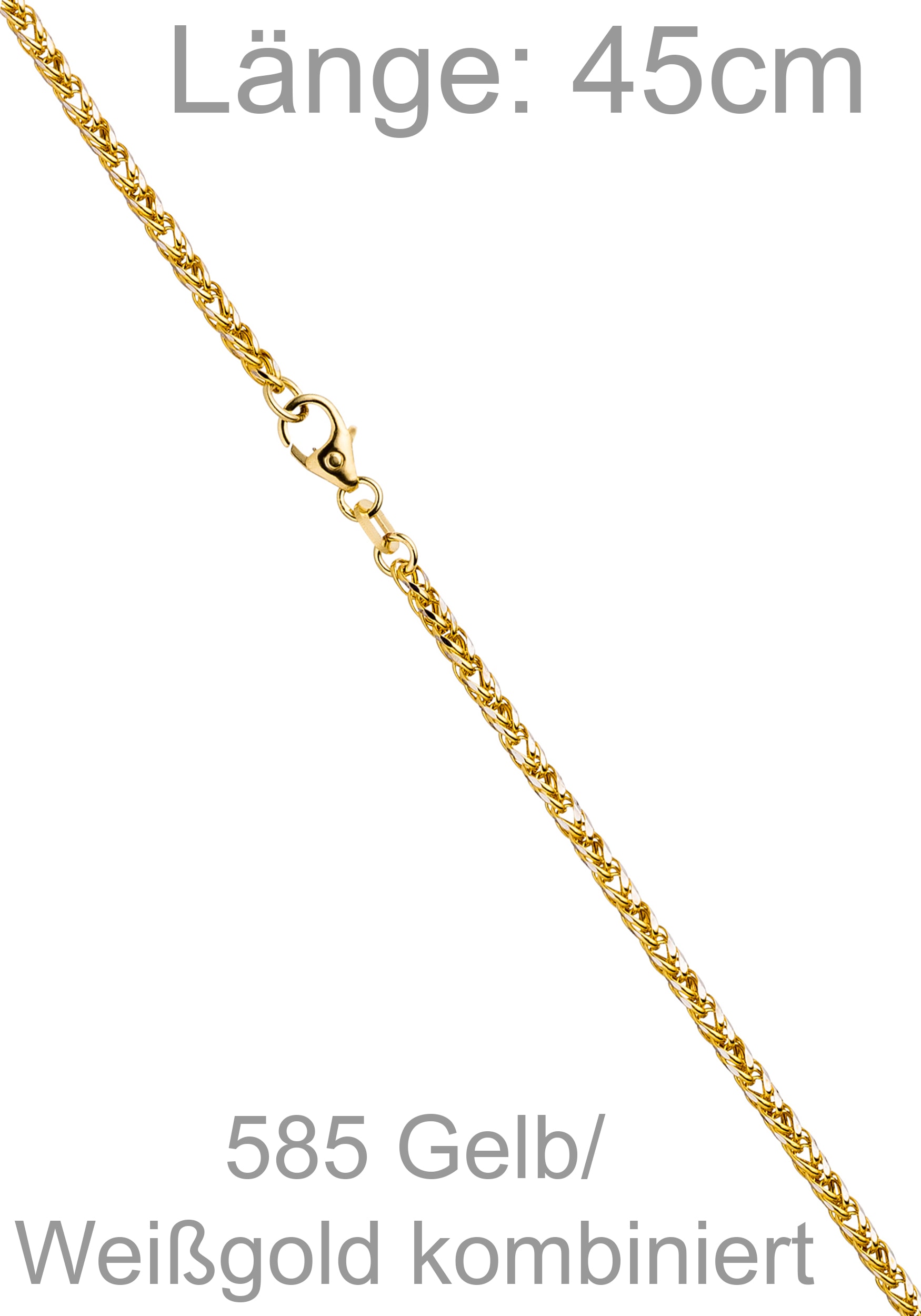 JOBO Goldkette Zopfkette 585 Gold bicolor 45 cm 1,9 mm