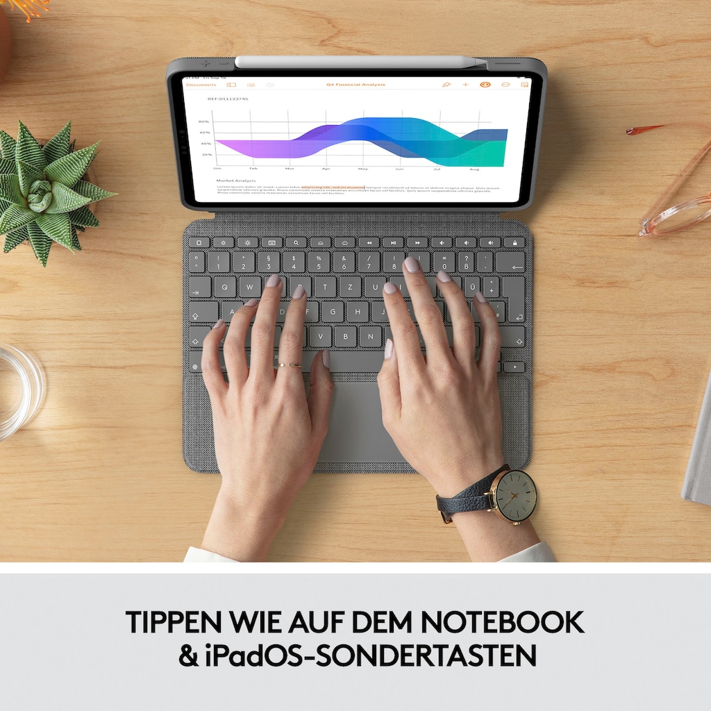 Logitech iPad-Tastatur »Combo Touch iPad Pro 11 Zoll«, (ausklappbare Füße-Multimedia-Tasten)