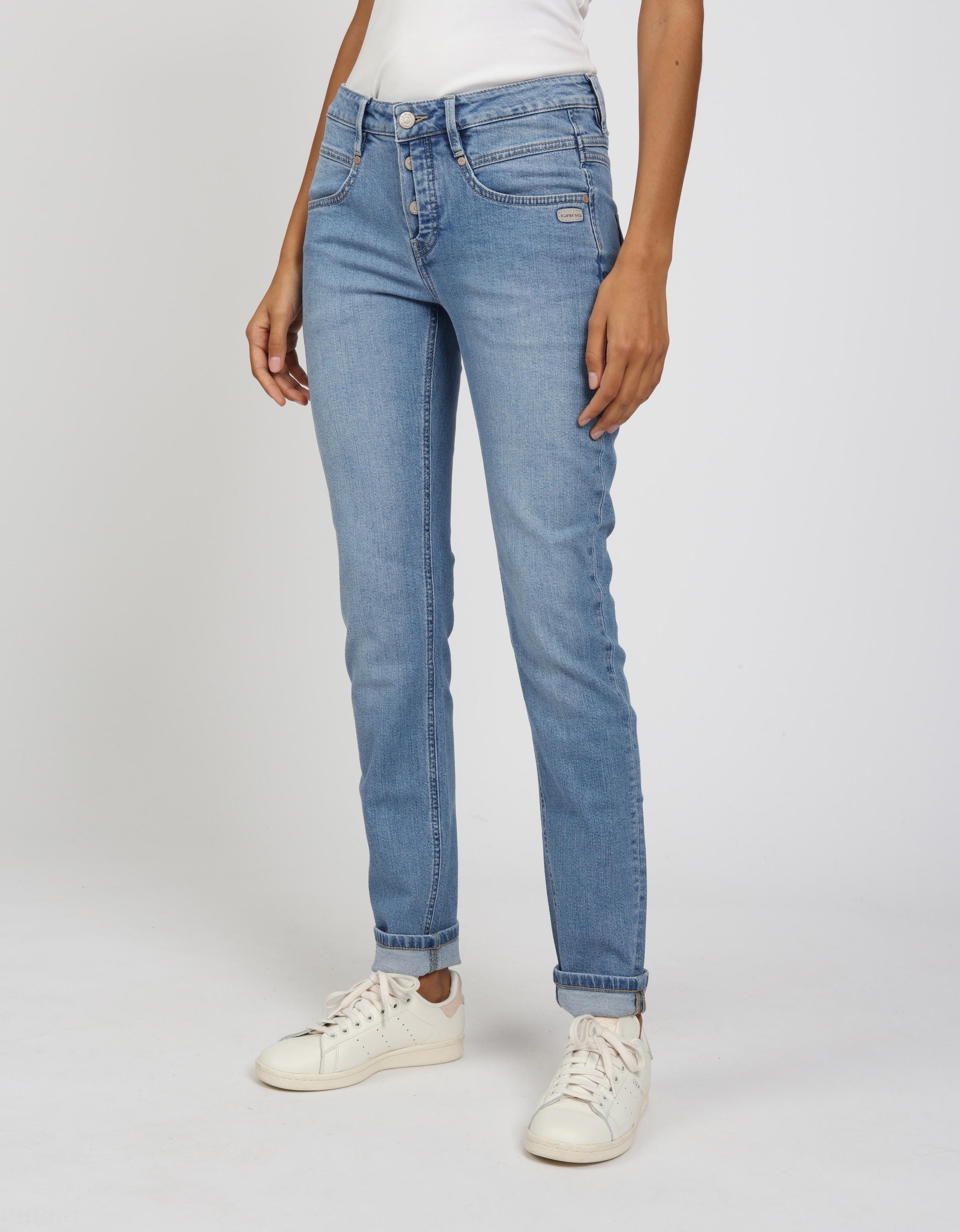 GANG Skinny-fit-Jeans "94MEDINA", mit stylischer halb offener Knopfleiste günstig online kaufen