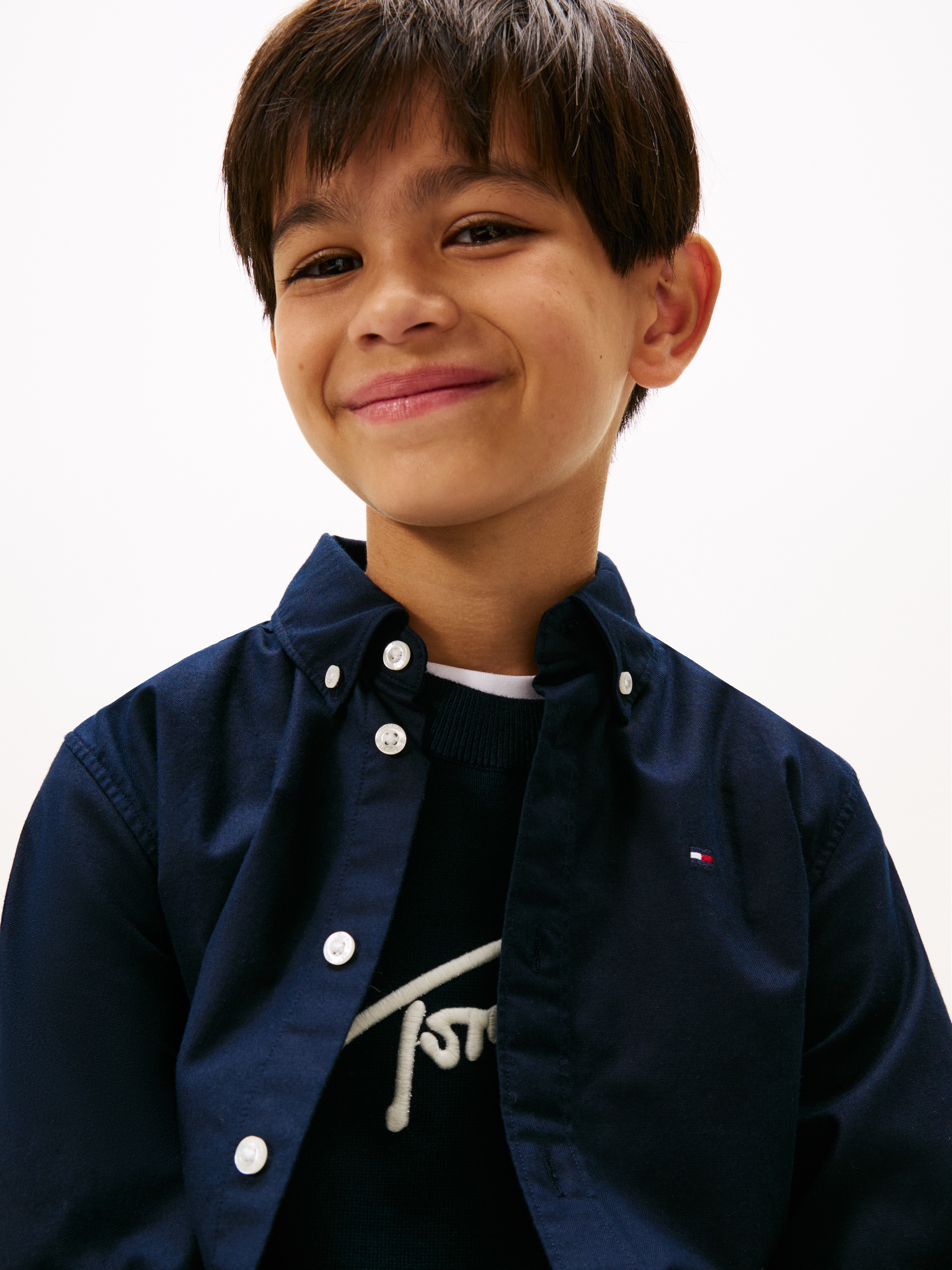 Tommy Hilfiger Langarmhemd Kinder bis 16 Jahre mit Button-Down-Kragen