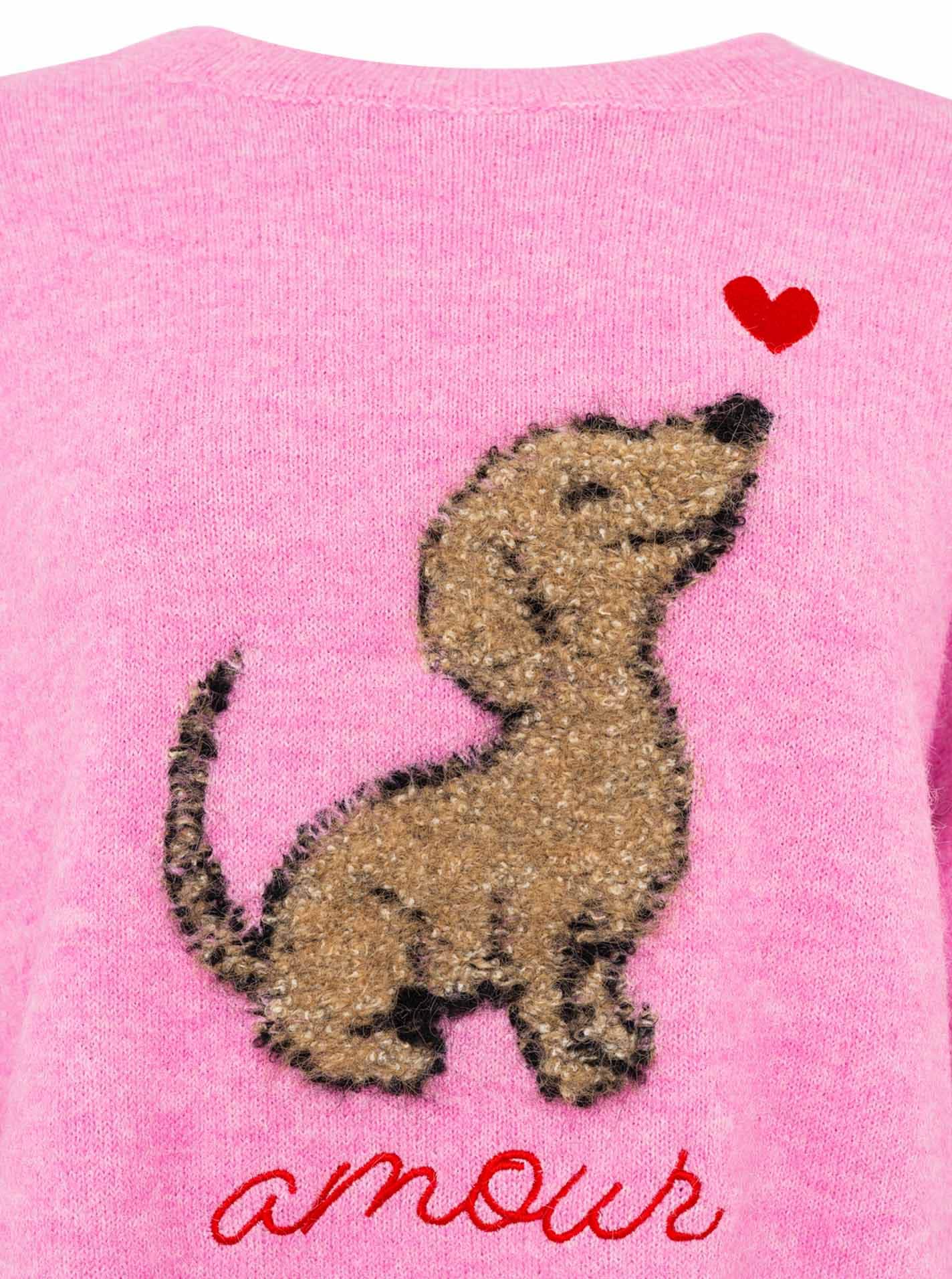 Zwillingsherz Strickpullover »"Dog Amour"« mit Hundemotiv, Rundhals, oversize, überschnittene Schultern, Strick