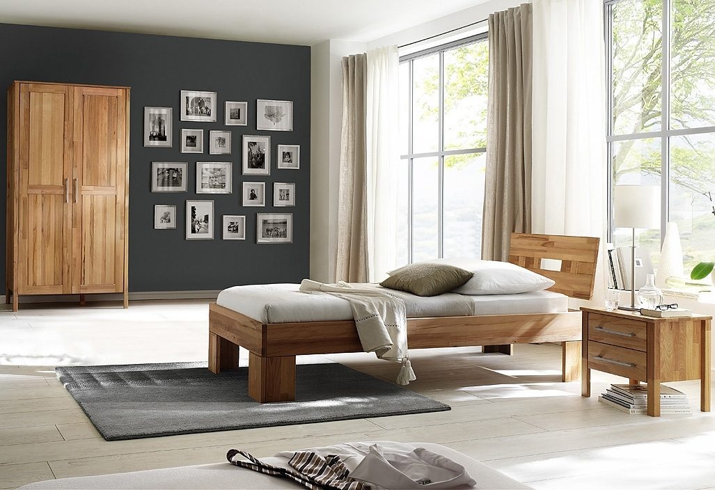 Home affaire Schlafzimmer-Set Modesty I, (Set, 3 St.), bestehend aus Bett 90 cm, 2-türigem Kleiderschrank und 1 Nachttisch