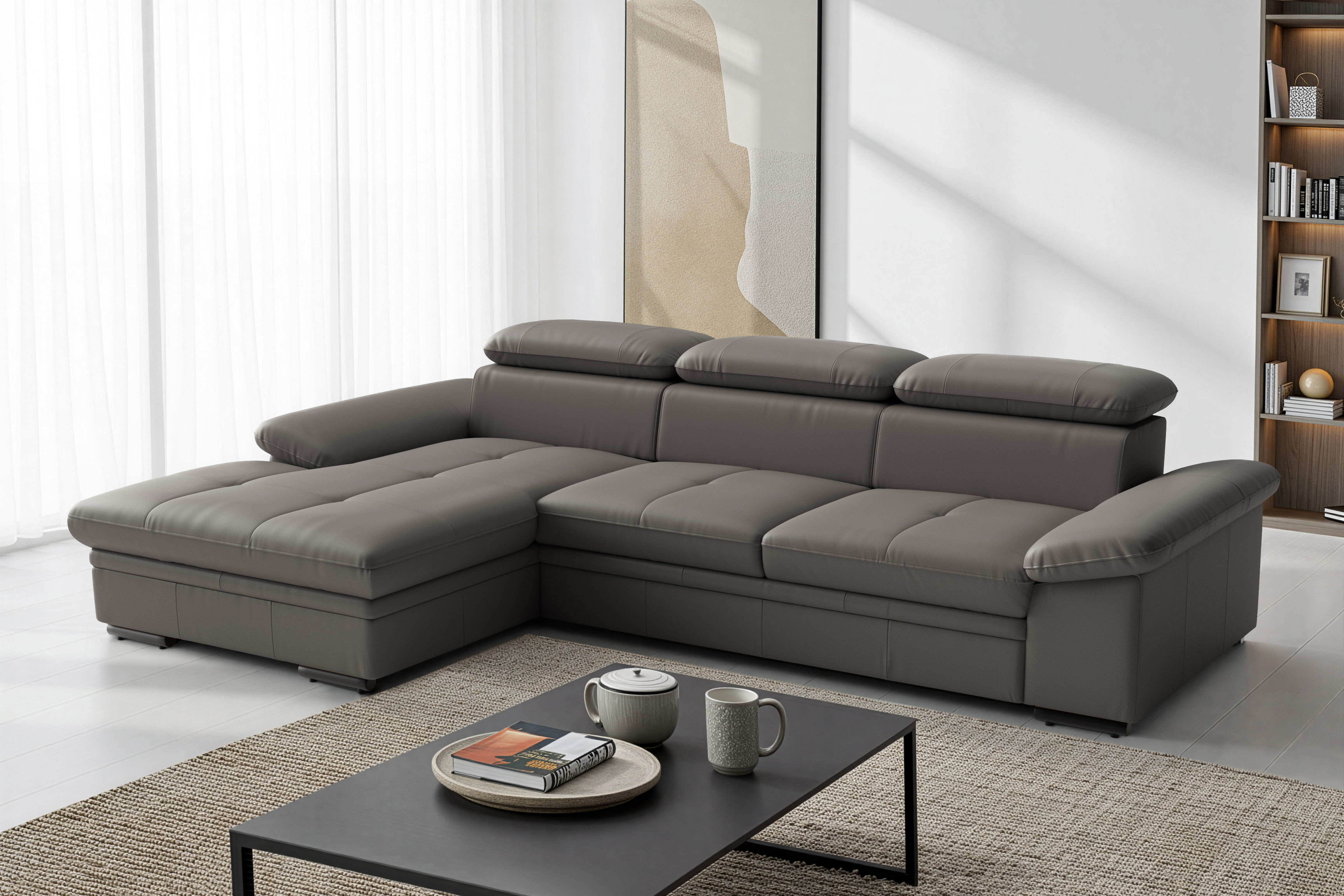 sit&more Ecksofa "Viola, Leder, L-Form, B: 260 cm, mit Armteil- und Kopfteilvertsellung" optional mit Schlaffunktion