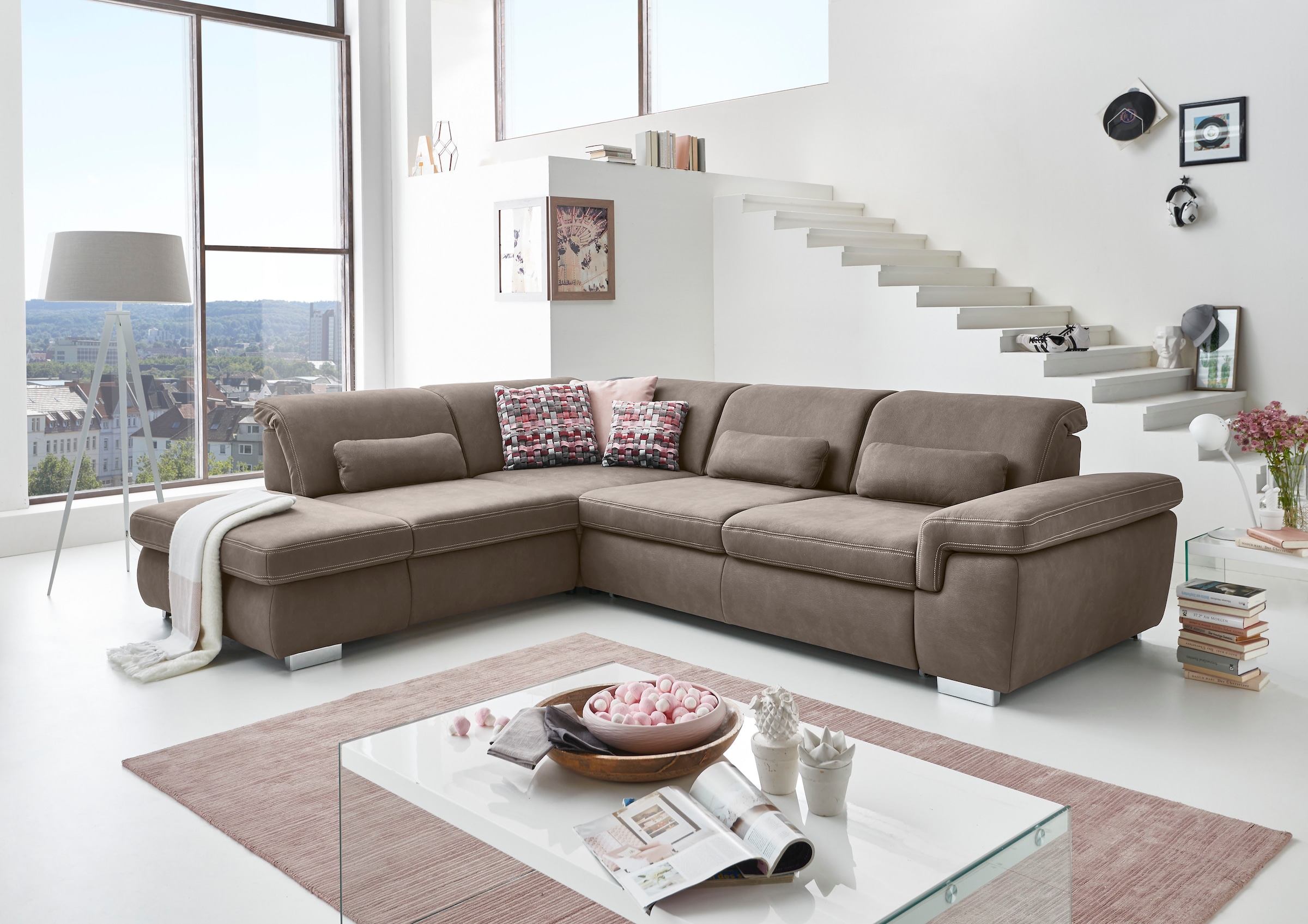 Die PlanBar Ecksofa »MP-IN17041 L-Form« mit Sitztiefenverstellung, optional Kopfteilverstellung & Bettfunktion