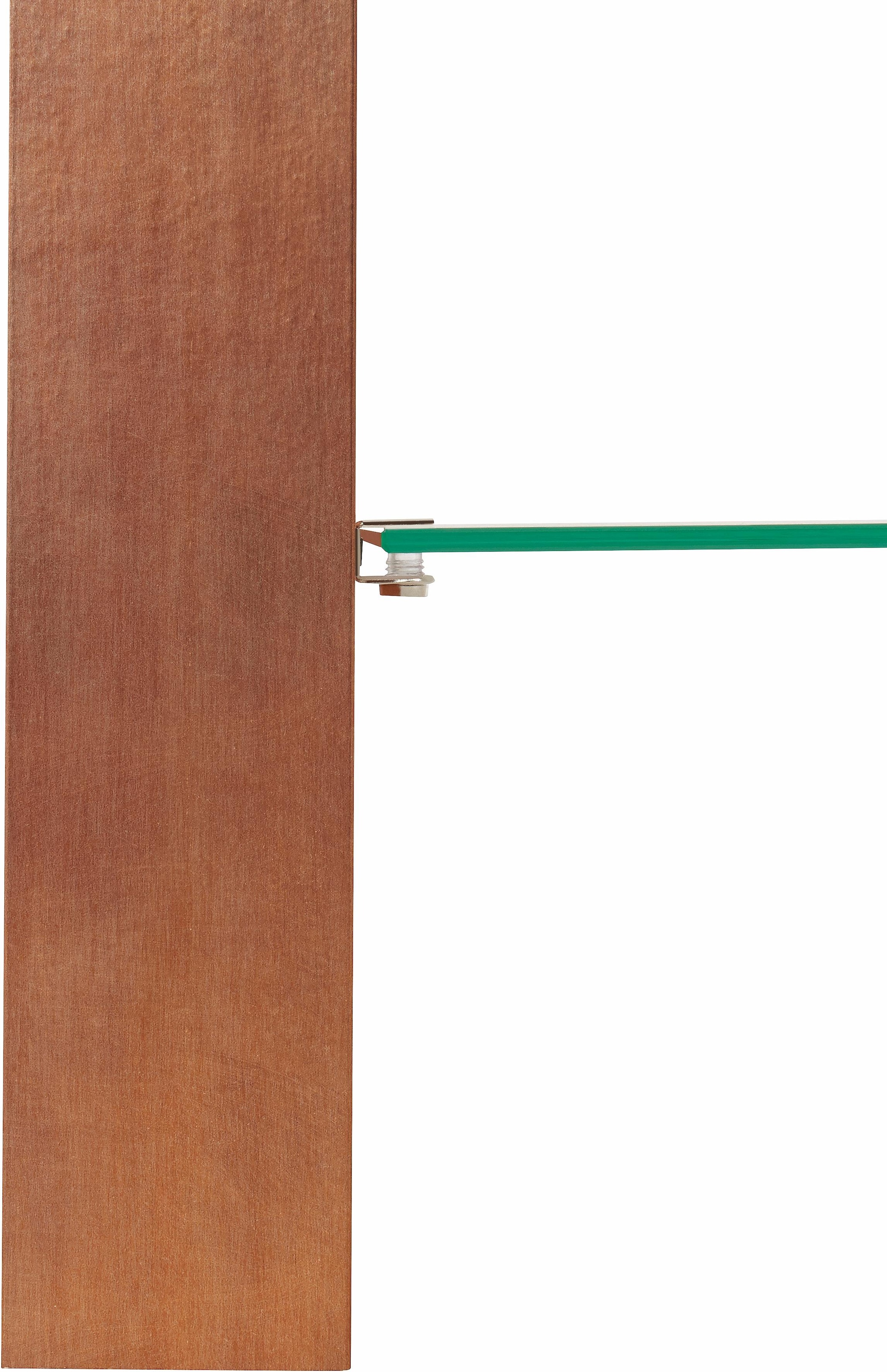 PRO Line Couchtisch, mit Glasplatte, Ablageboden aus Glas, Gestell aus Holz kupferfarbig
