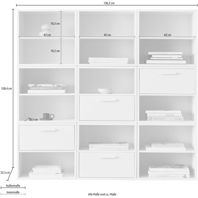 Hammel Furniture Bücherregal »Keep by Hammel«, Kombination aus 9 Modulen,  mit 4 Schubladen, Breite 136,2 cm kaufen | BAUR