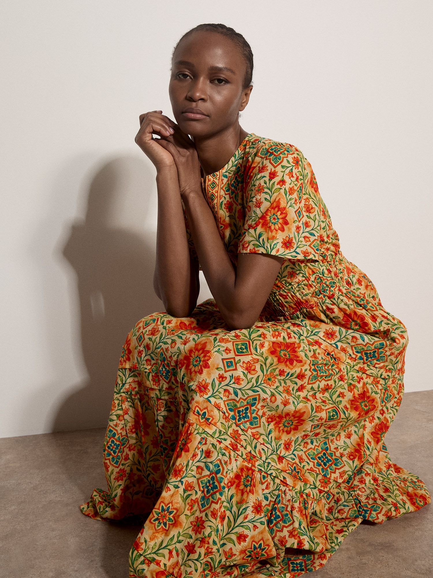 Apricot Druckkleid »Blumenkleid« mit Volant