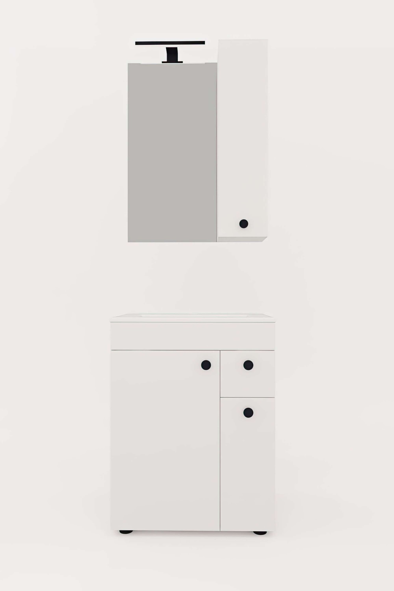 welltime Badmöbel-Set »Badmöbel-Set Braga, Schrank mit Waschbecken, Hängeschrank und Spiegel«, WBU mit Wachbecken und Hängeschrank inkl. LED-Beleuchtung, Spiegel