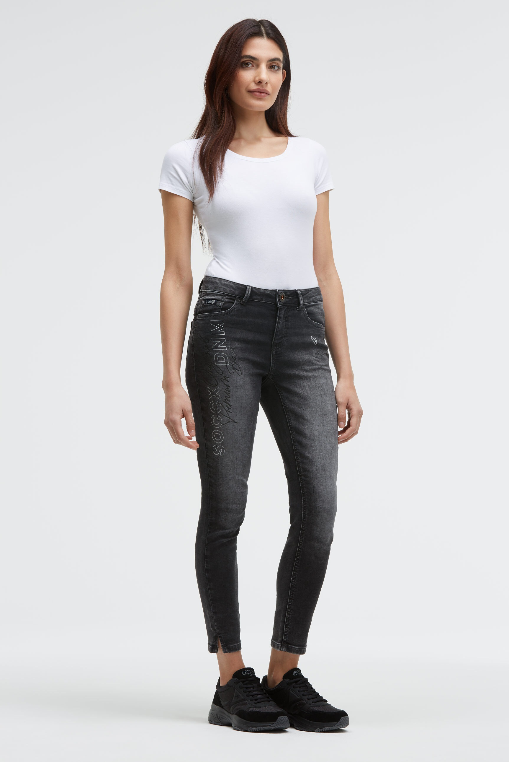 SOCCX Slim-fit-Jeans mit verkürztem Bein