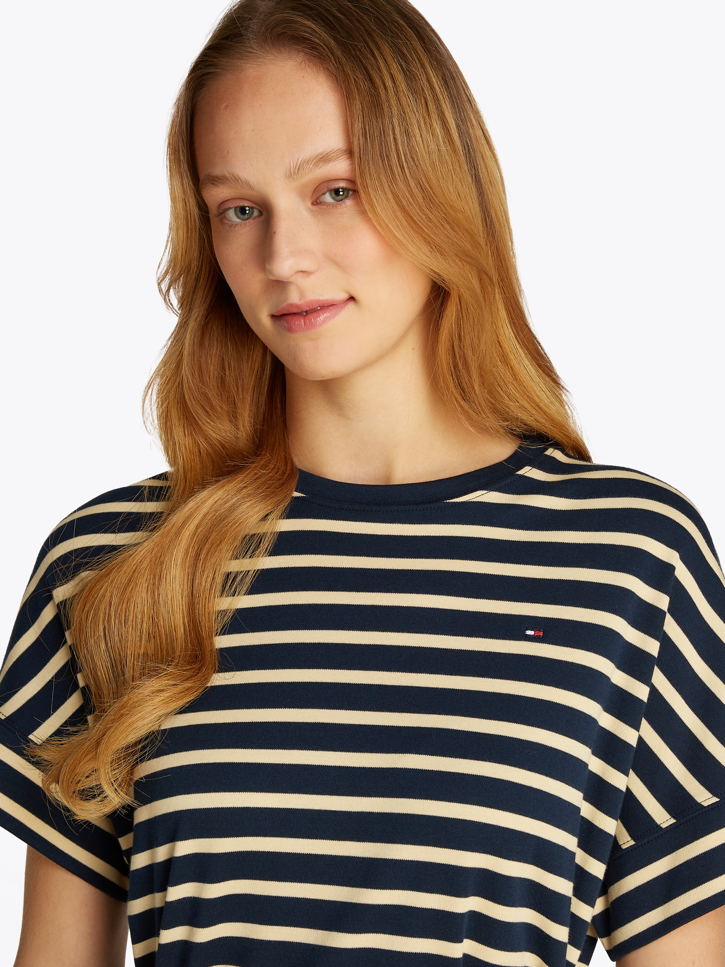 Tommy Hilfiger A-Linien-Kleid »COTTON INTERLOCK SHORT DRESS«, mit Bindeband
