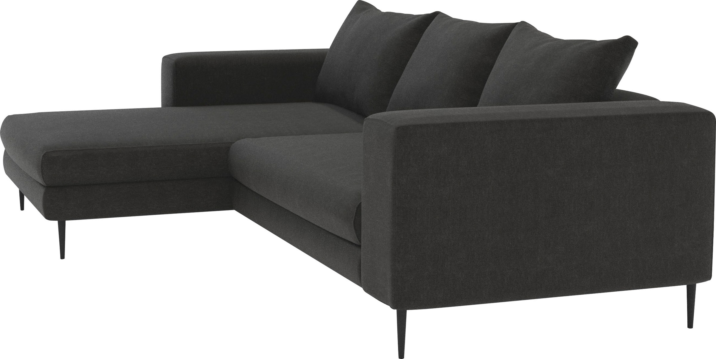 INOSIGN Ecksofa »Aurora, L-Form, mit extra breiter Recamiere, 324 x 170 cm (BxT)«, Designsofa mit tollem Sitzkomfort, extra hohe Metallfüße schwarz