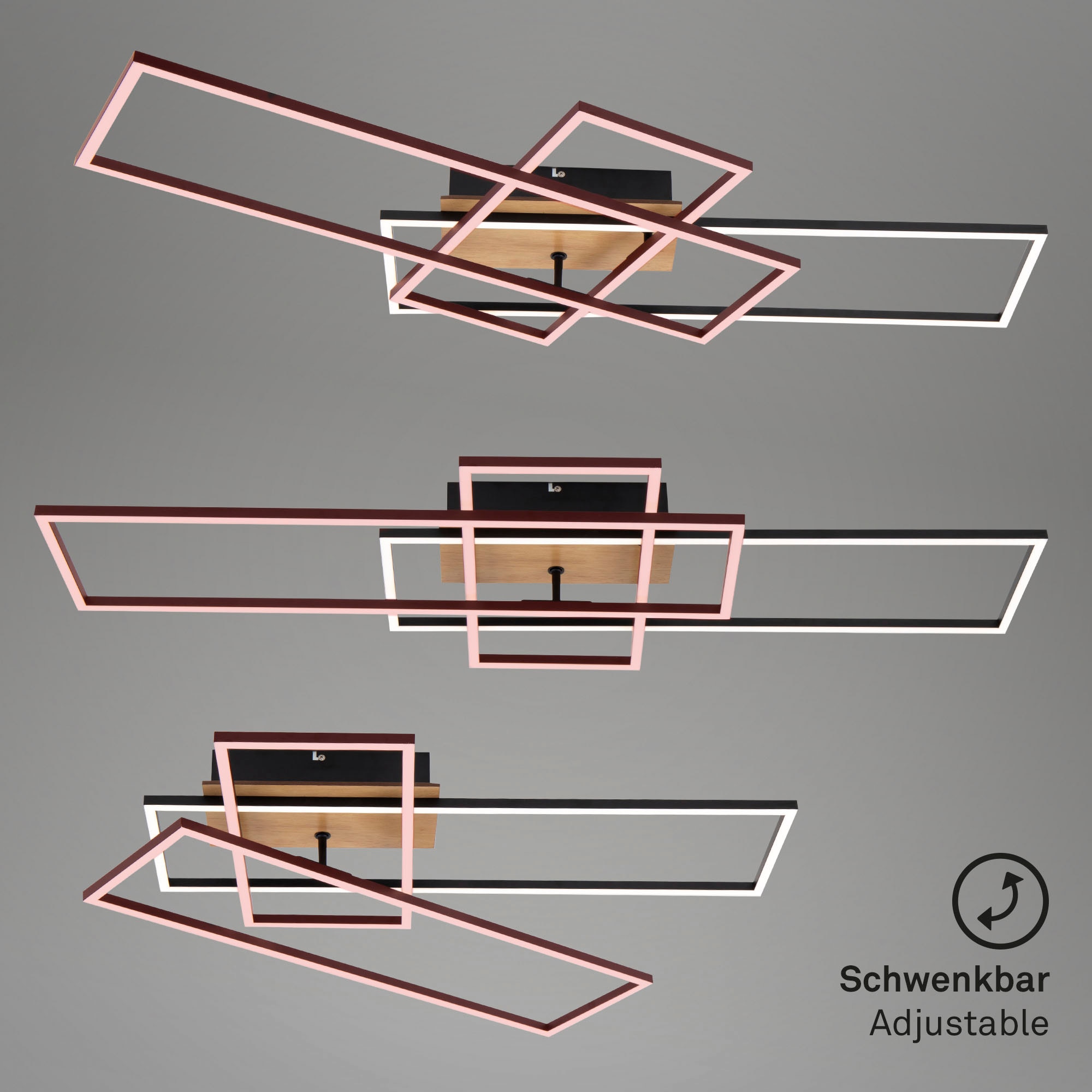 Briloner Leuchten LED Deckenleuchte »3156014 FRAME«, 2 flammig, Deckenlampe, 104x42x10,5cm, Schwarz, 55W, Wohnzimmer, Schlafzimmer