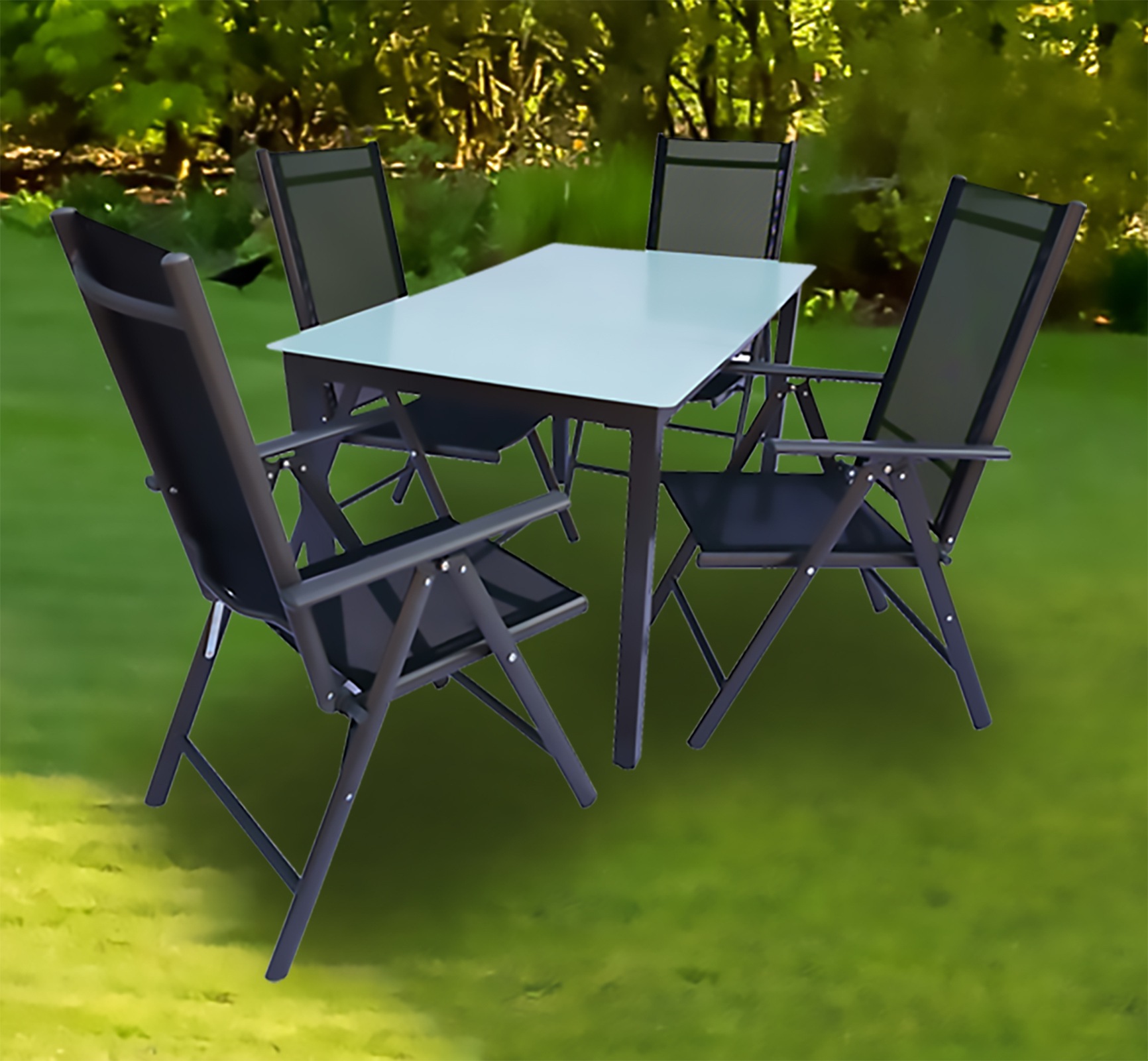 VCM Garten-Essgruppe »VCM 5 tlg. Gartenmöbel Set | Sitzgruppe Essgruppe | 1x Tisch, 4x Stühle | Tisch Maße ca. H. 76 x B. 140 x T. 80 cm | Stühle 140 MA«, (5 tlg., MA)