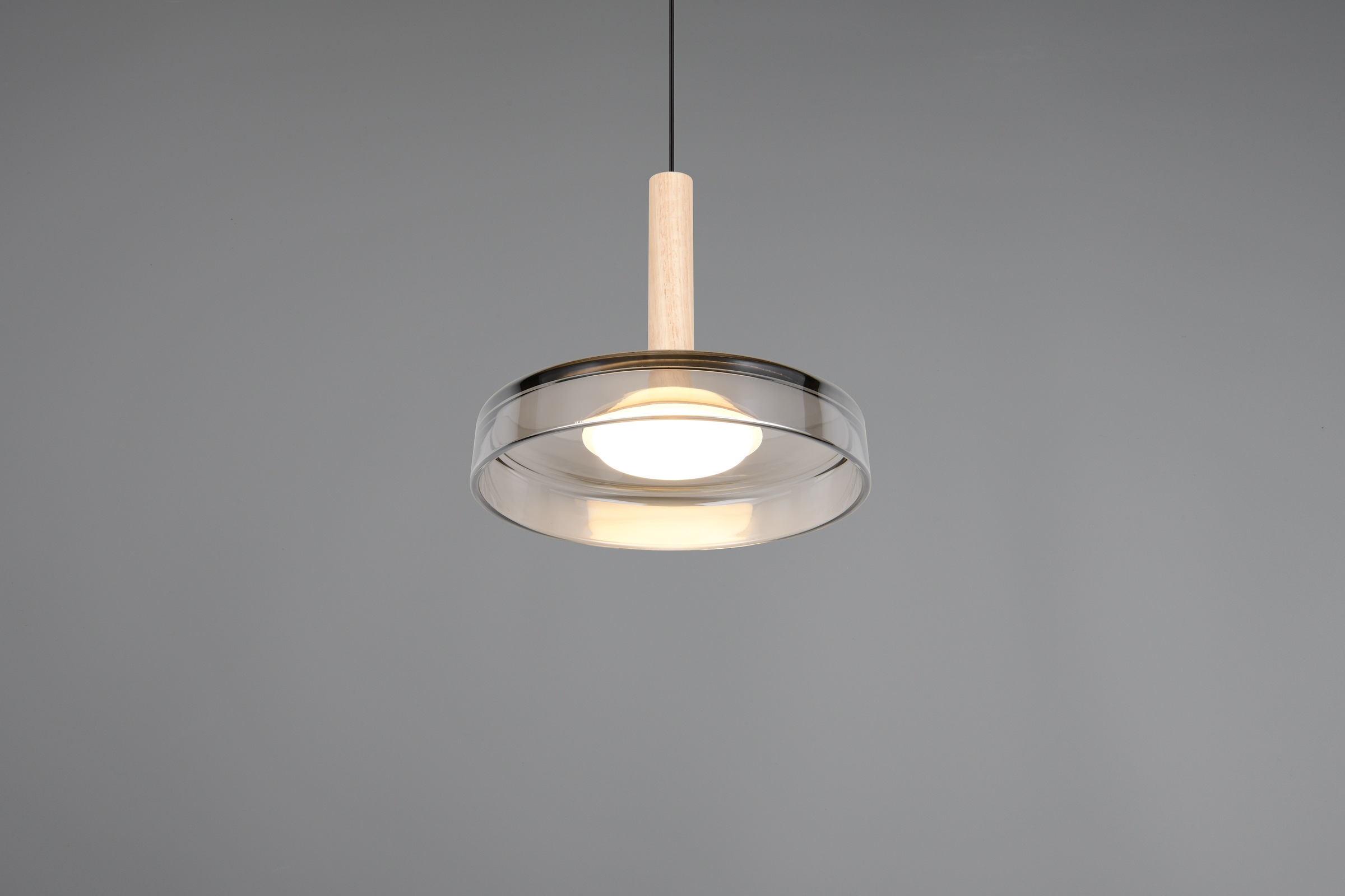 TRIO Leuchten LED Pendelleuchte »CELESTE dimmbare LED Hängelampe aus Metall Glas & Holz, 10W 1100 Lumen«, 1 flammig, Leuchtmittel LED-Board | LED fest integriert, einfach höhenverstellbar von 50-200 cm, Ø 22cm, 3-Stufen Dimmfunktion